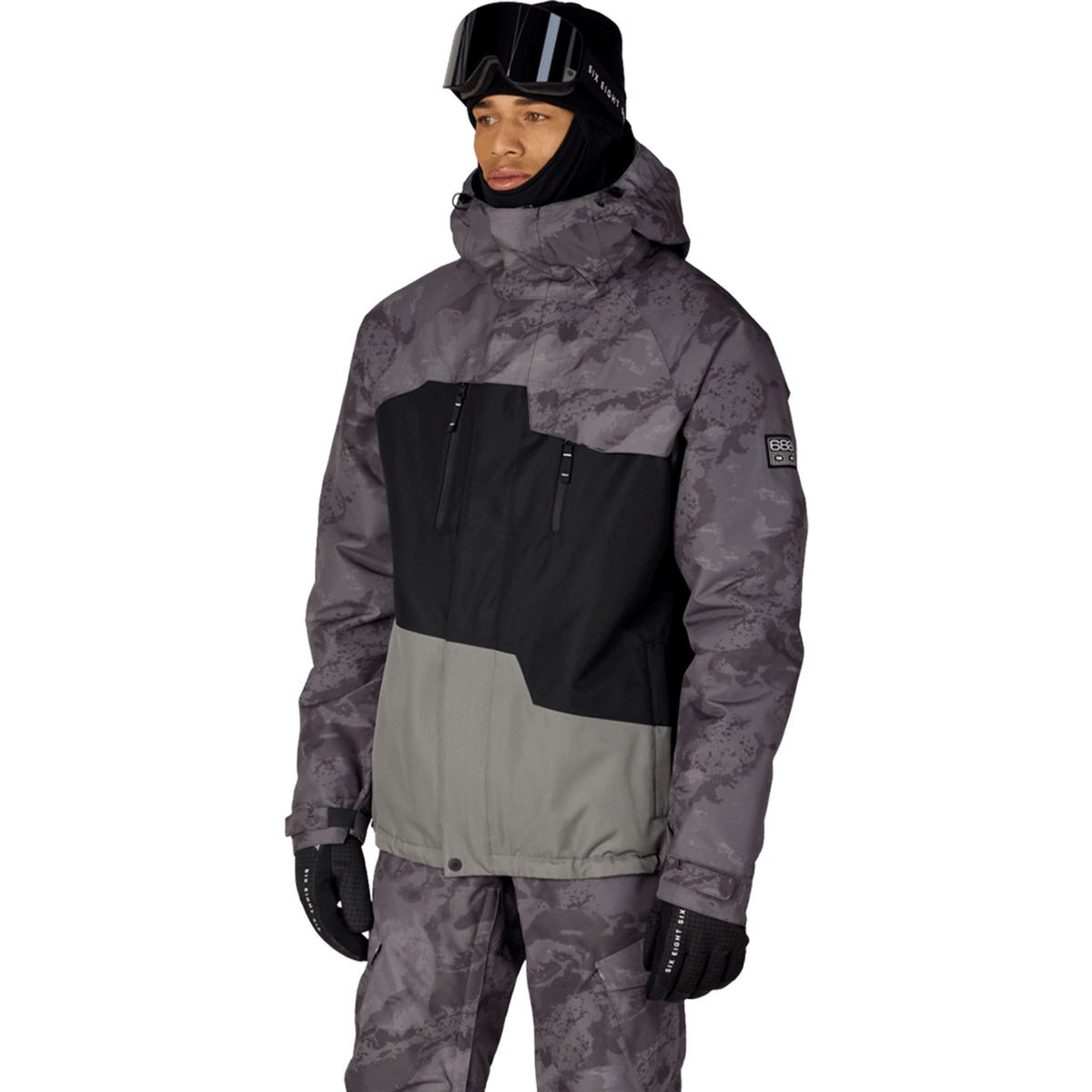 686 Men's Geo Insulated Jacket Charcoal Hemisphere Colorblock 2027 Mens Snowboard Jackets