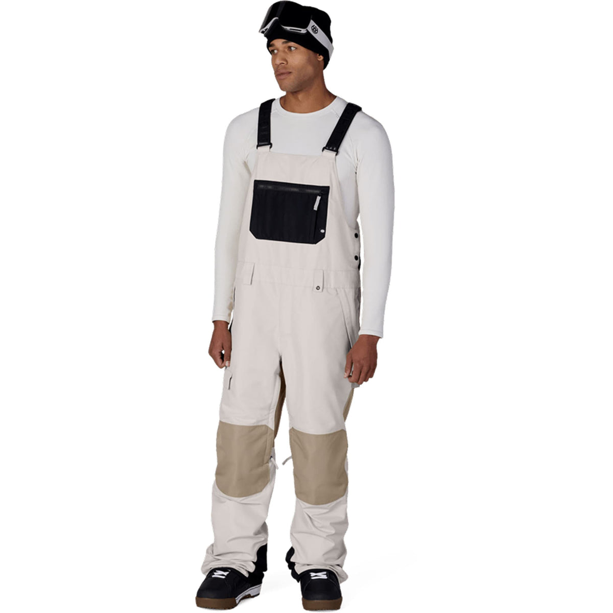 686 Men's Hot Lap Insulated Bib Limestone Khaki Colorblock 2027 Mens Snowboard Pants