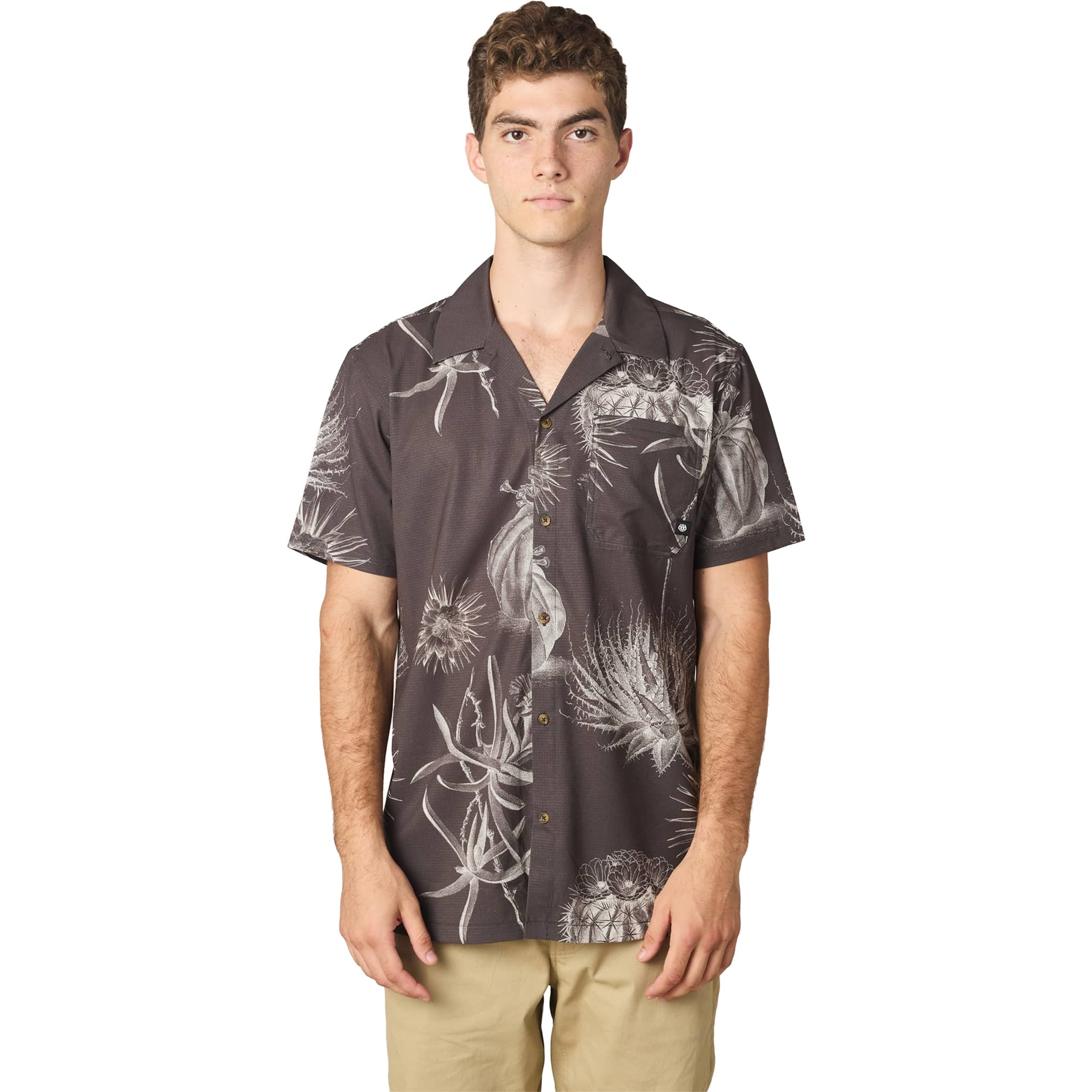 686 Nomad Perforated Button Down Shirt Black Desert Floral Button Up