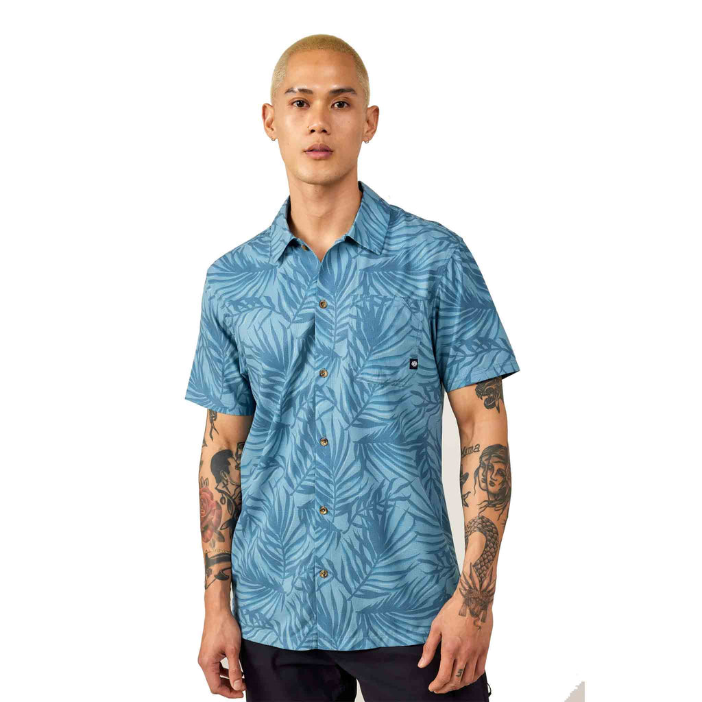 686 Nomad Perforated Short Sleeve Button Down Palm Blue Button Up
