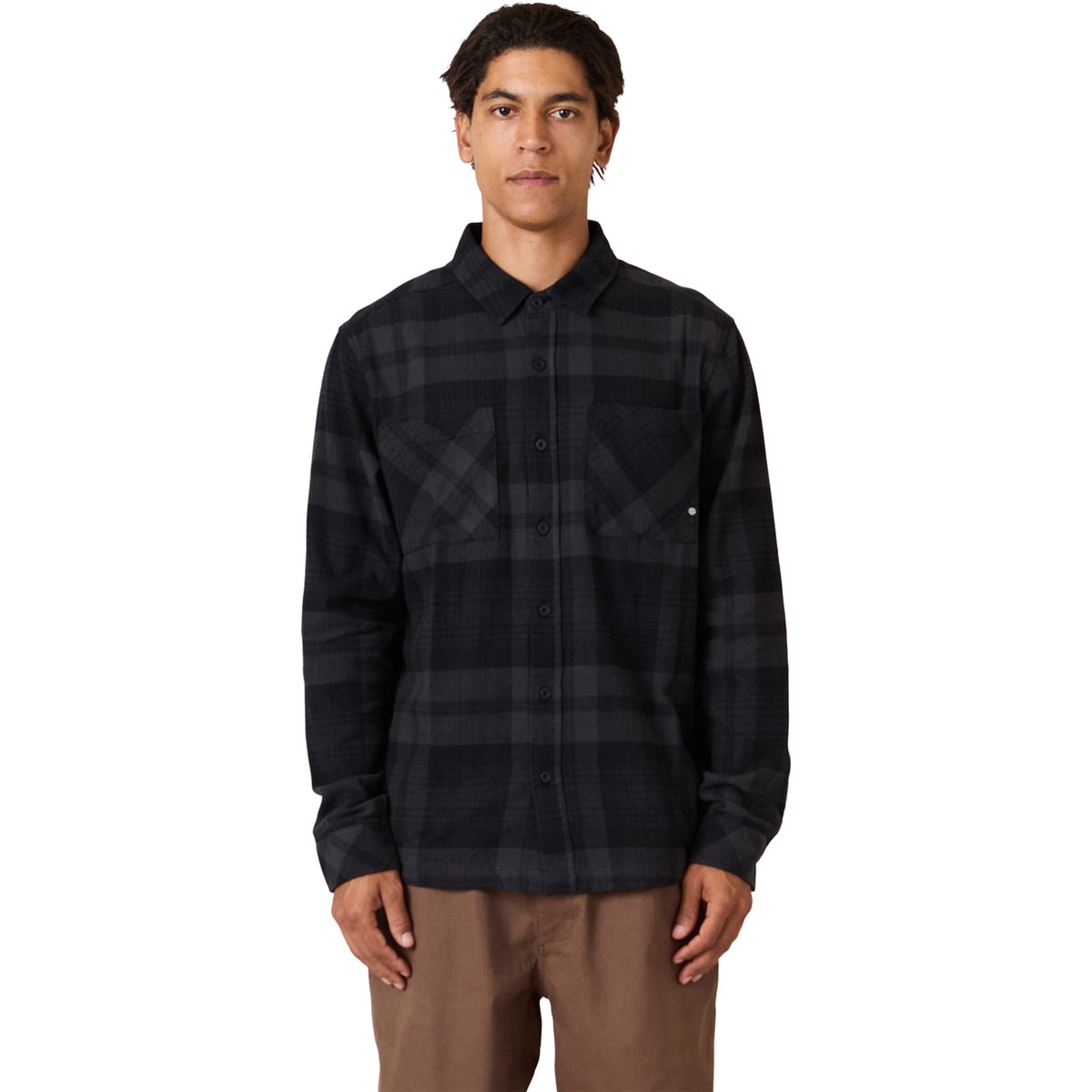 686 Smarty Headwall Flannel Black Plaid Button Up