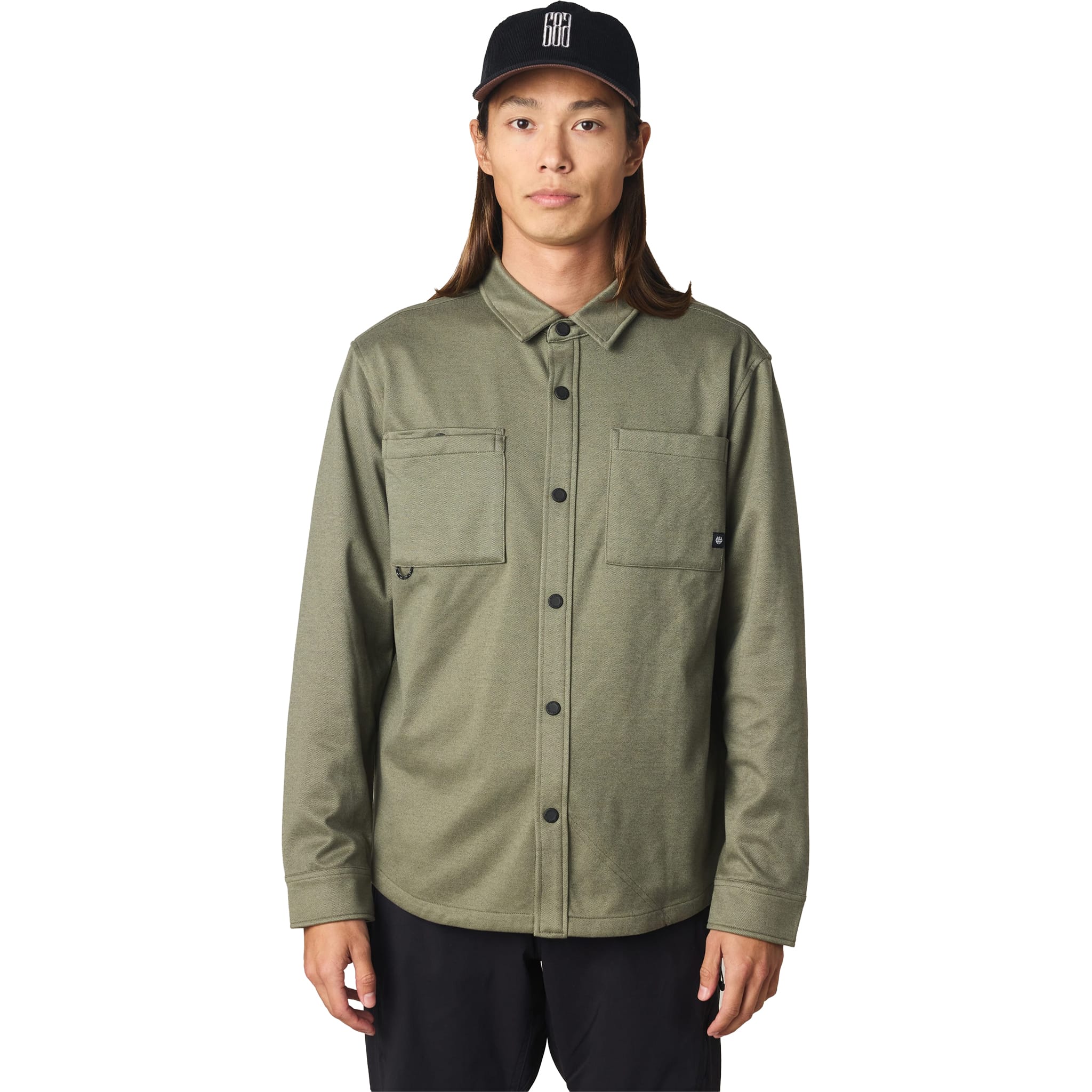 686 Whisper Knit Flannel Fatigue Green Button Up