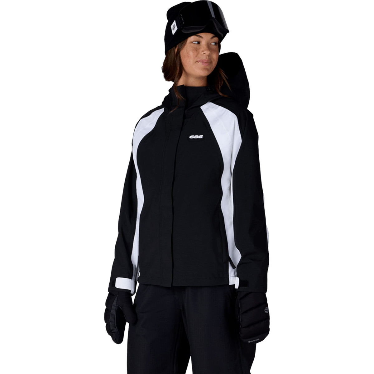 686 Women's Hologram Shell Jacket Black White Colorblock 2027 Womens Snowboard Jackets