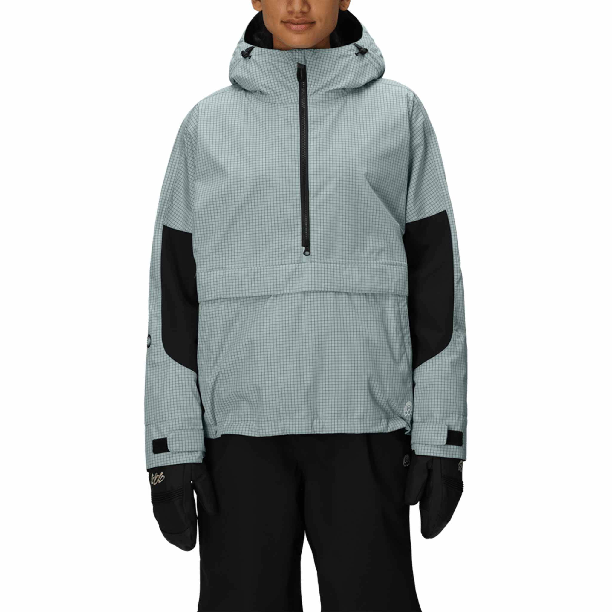 686 Womens Outline Shell Anorak Dusty Marine Grid 2026 Womens Snowboard Jacket