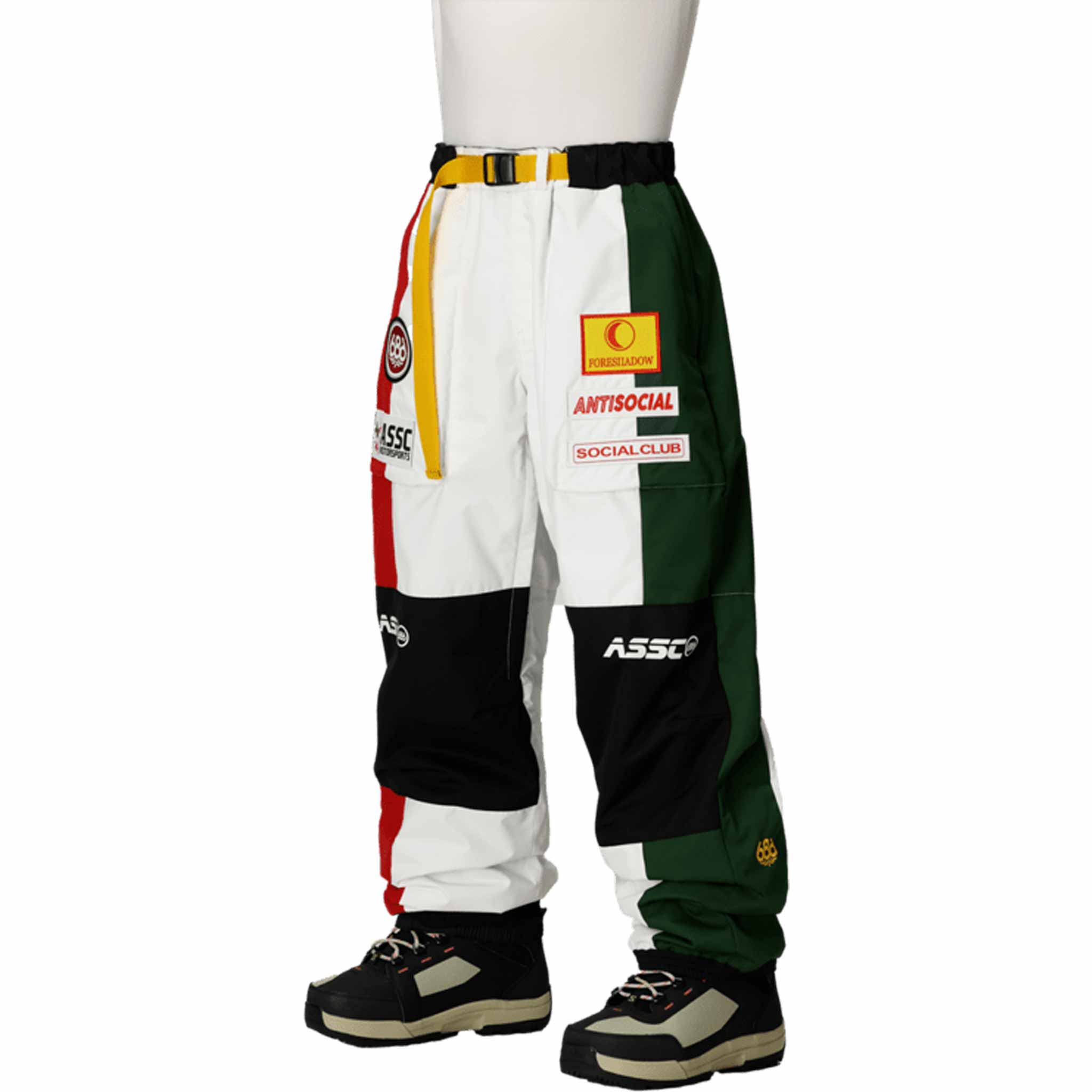 686 X ASSC F1 Shell Pant White Colorblock 2026 Mens Snowboard Pants