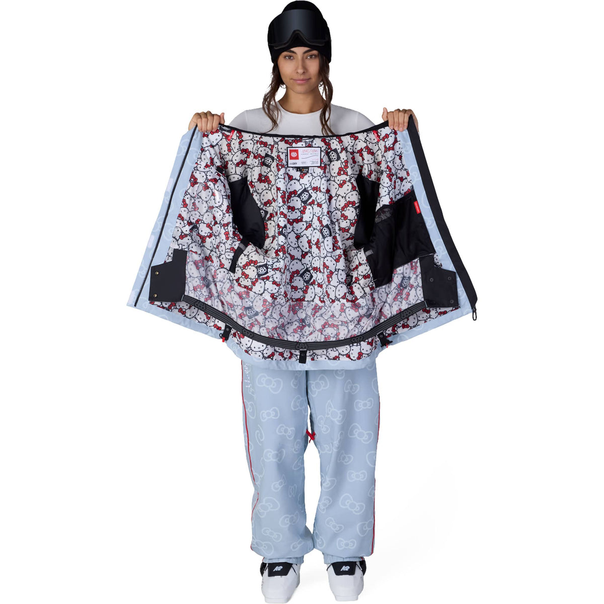 686 X Hello Kitty Women's Lil Bow Shell Jacket Denim 2027 Womens Snowboard Jackets