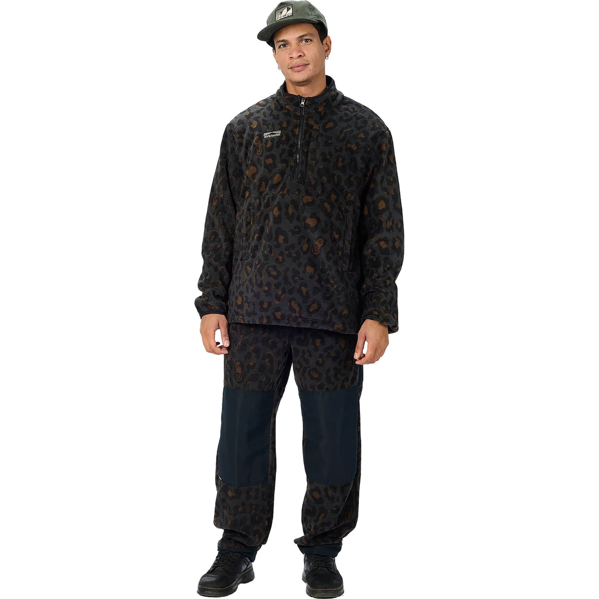 Airblaster Fleece Half Zip Black Leopard 2027 Mens Thermal