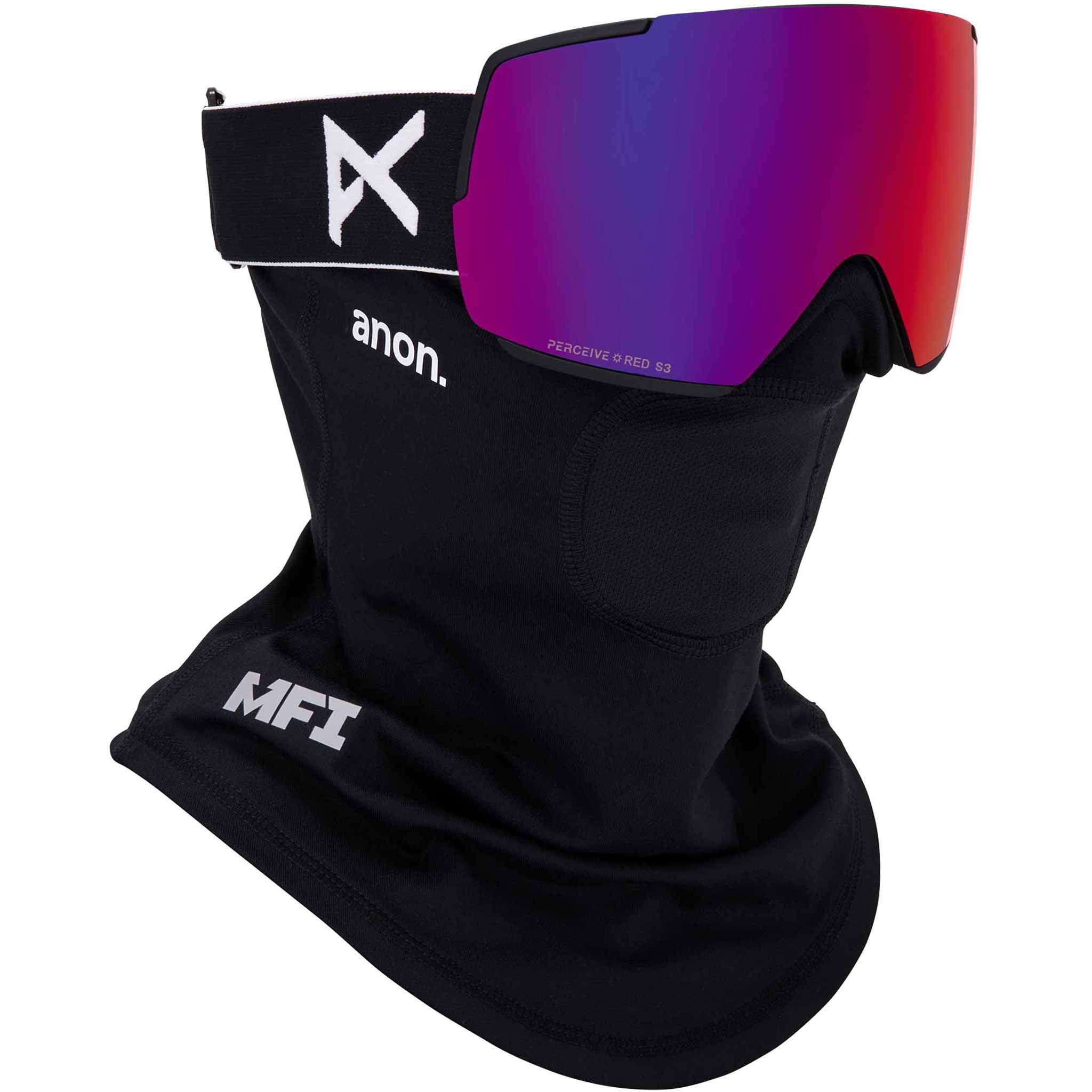 Anon M5 Low Bridge Goggle + Bonus Lens + MFI Face Mask Black Perceive Sunny Red 2026 Goggles