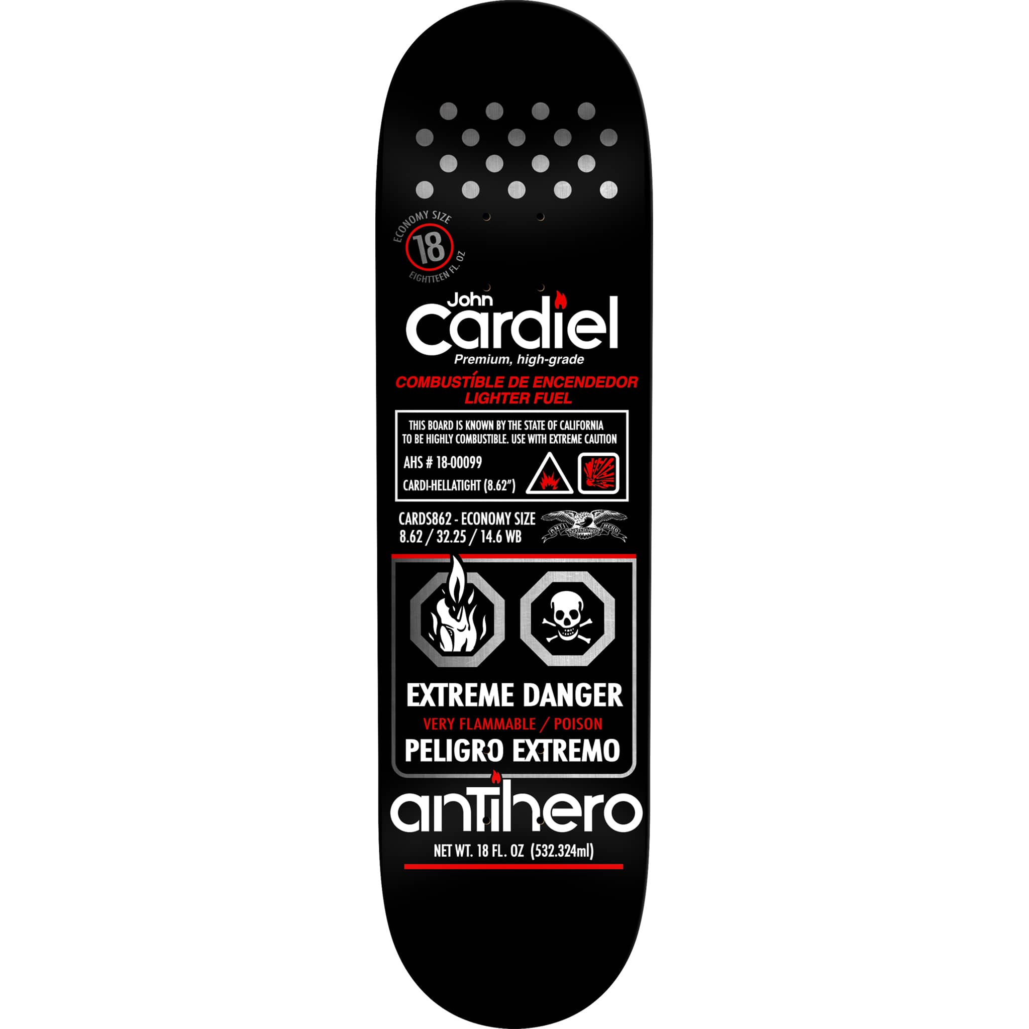 Anti Hero John Cardiel Fueled Up Skateboard Deck 8.62" Skateboard