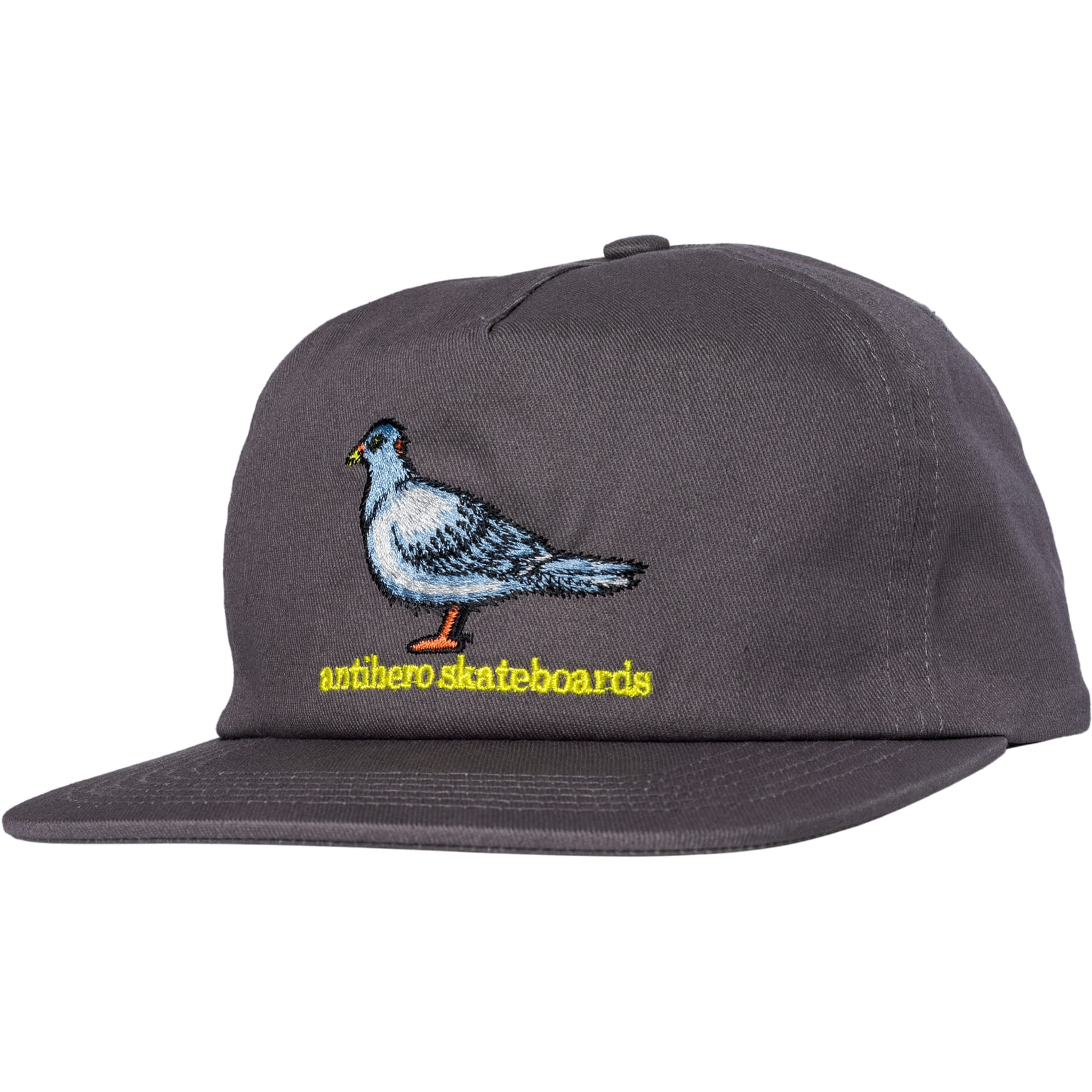 Anti Hero Lil Pigeon Snapback Hat Grey Yellow Hats