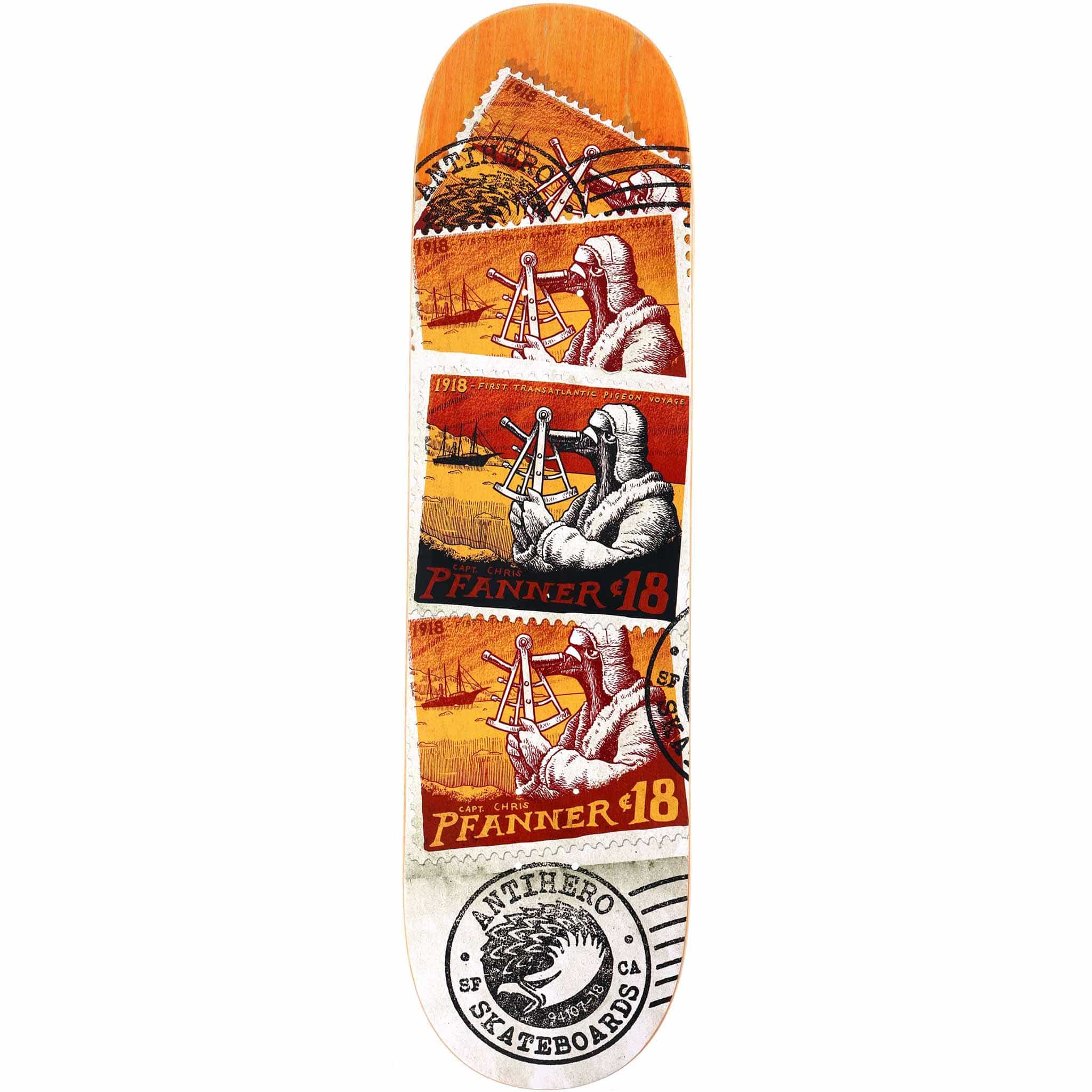 Anti Hero Pfanner Postal 8.25" Skateboard Deck Orange Skateboard