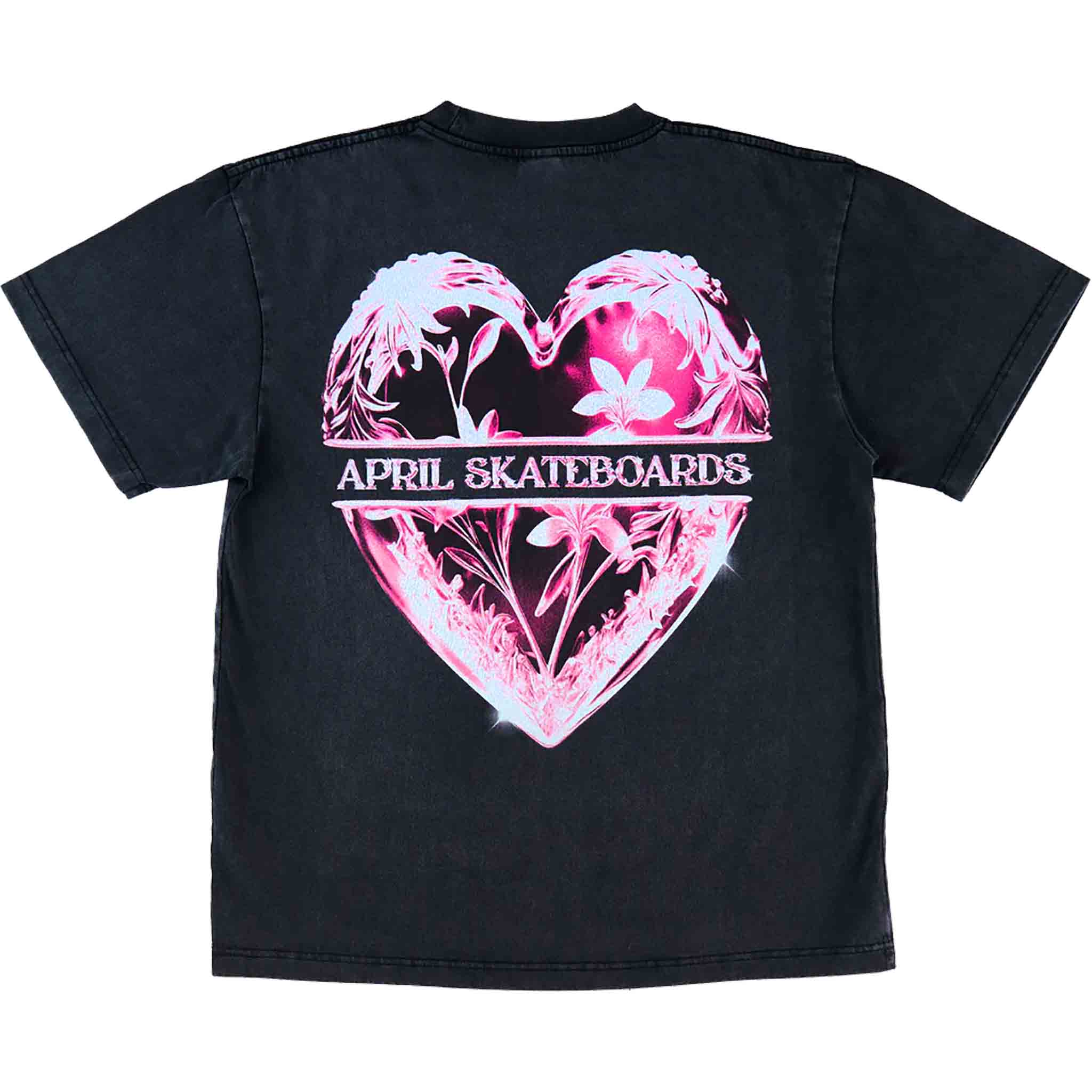 April Hearts Tee Vintage Black T Shirt