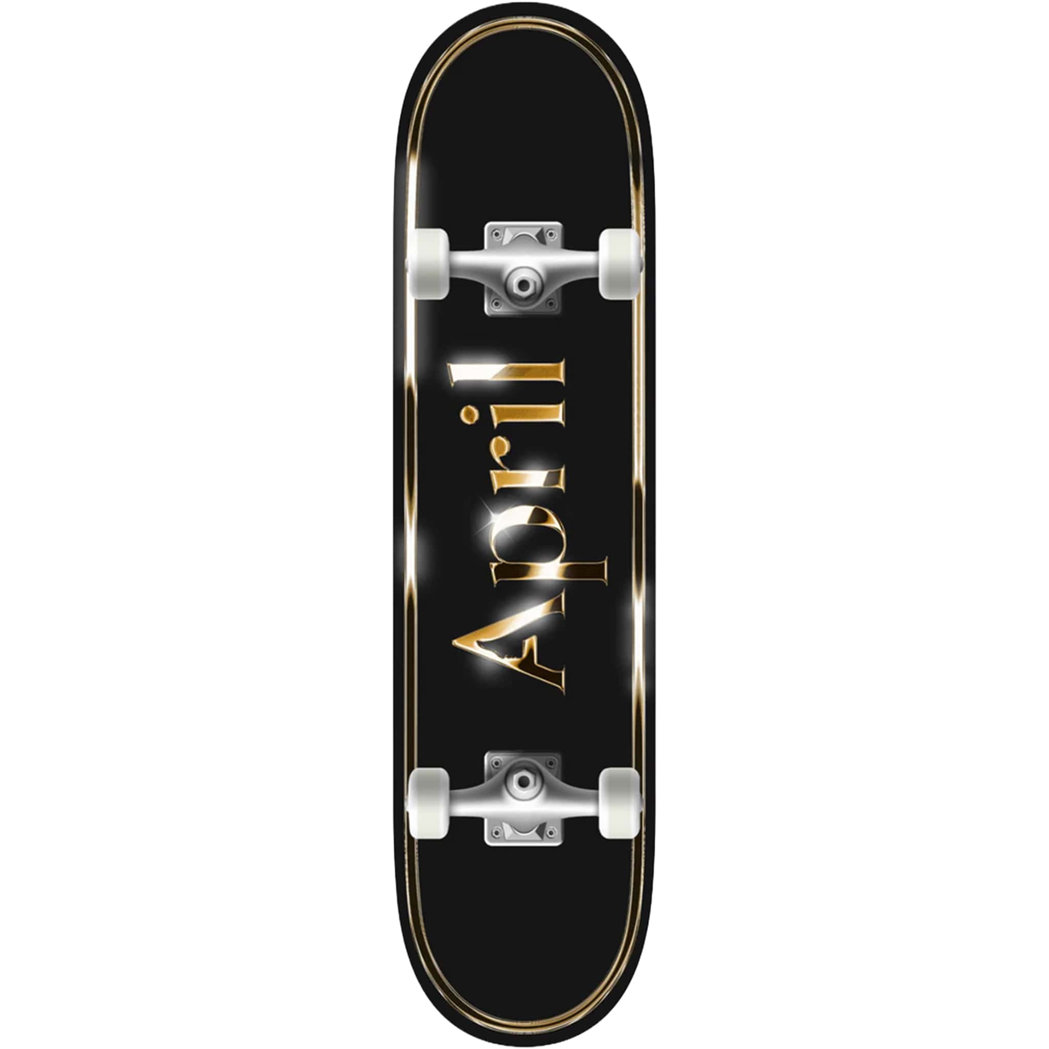April OG Logo Golden Black Skateboard Complete 8" Skateboard Complete