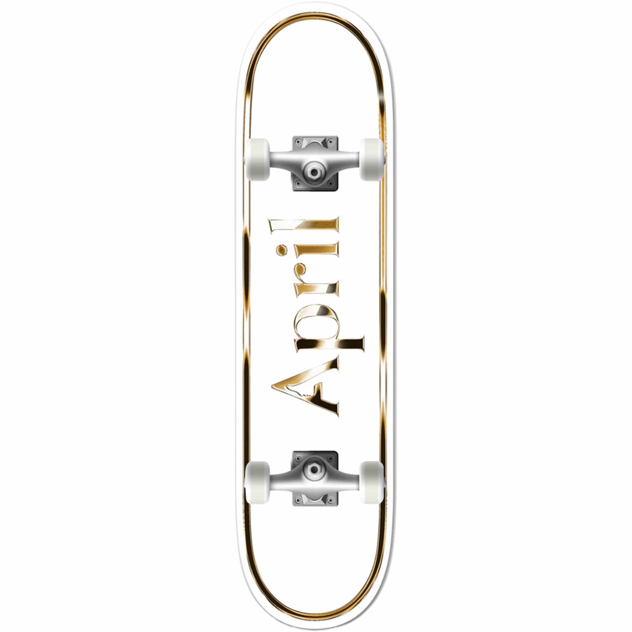 April OG Logo Golden White Skateboard Complete 8" Skateboard Complete