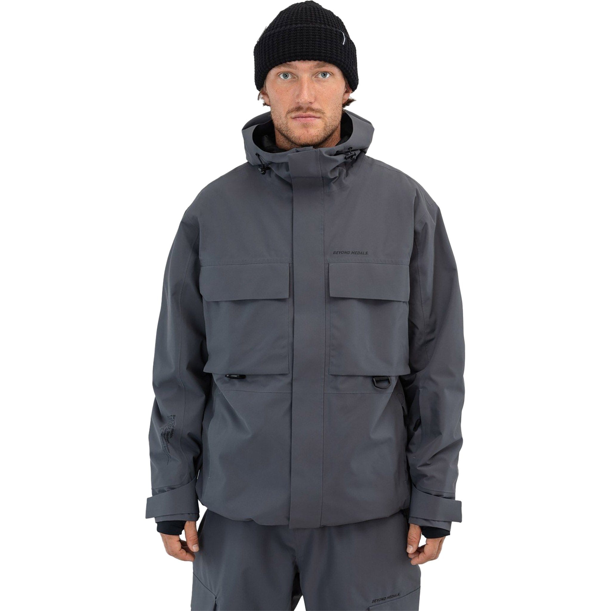 Beyond Medals Cargo Jacket 2L Grey Mens Snowboard Coat