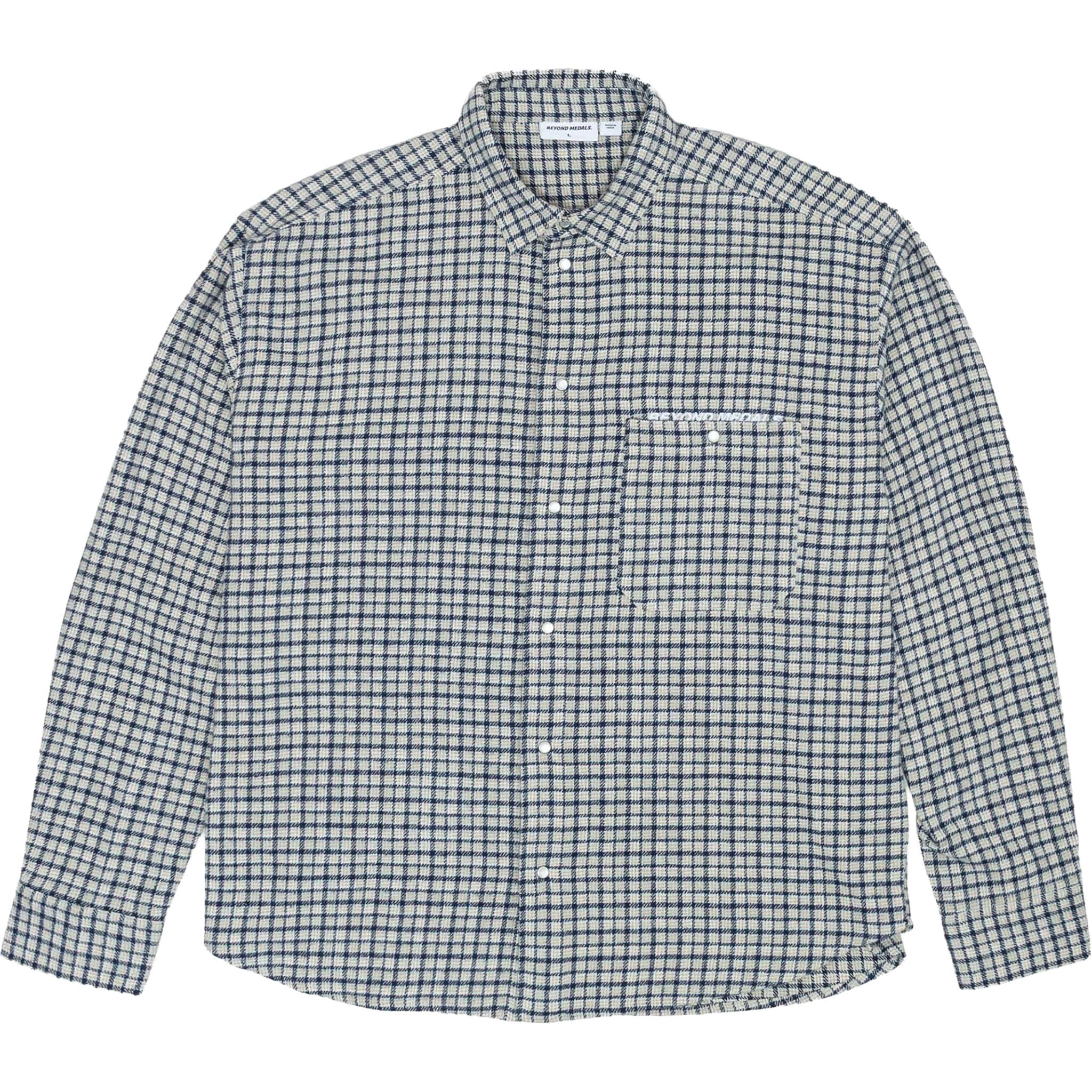 Beyond Medals Checkered Shirt Khaki Button Up