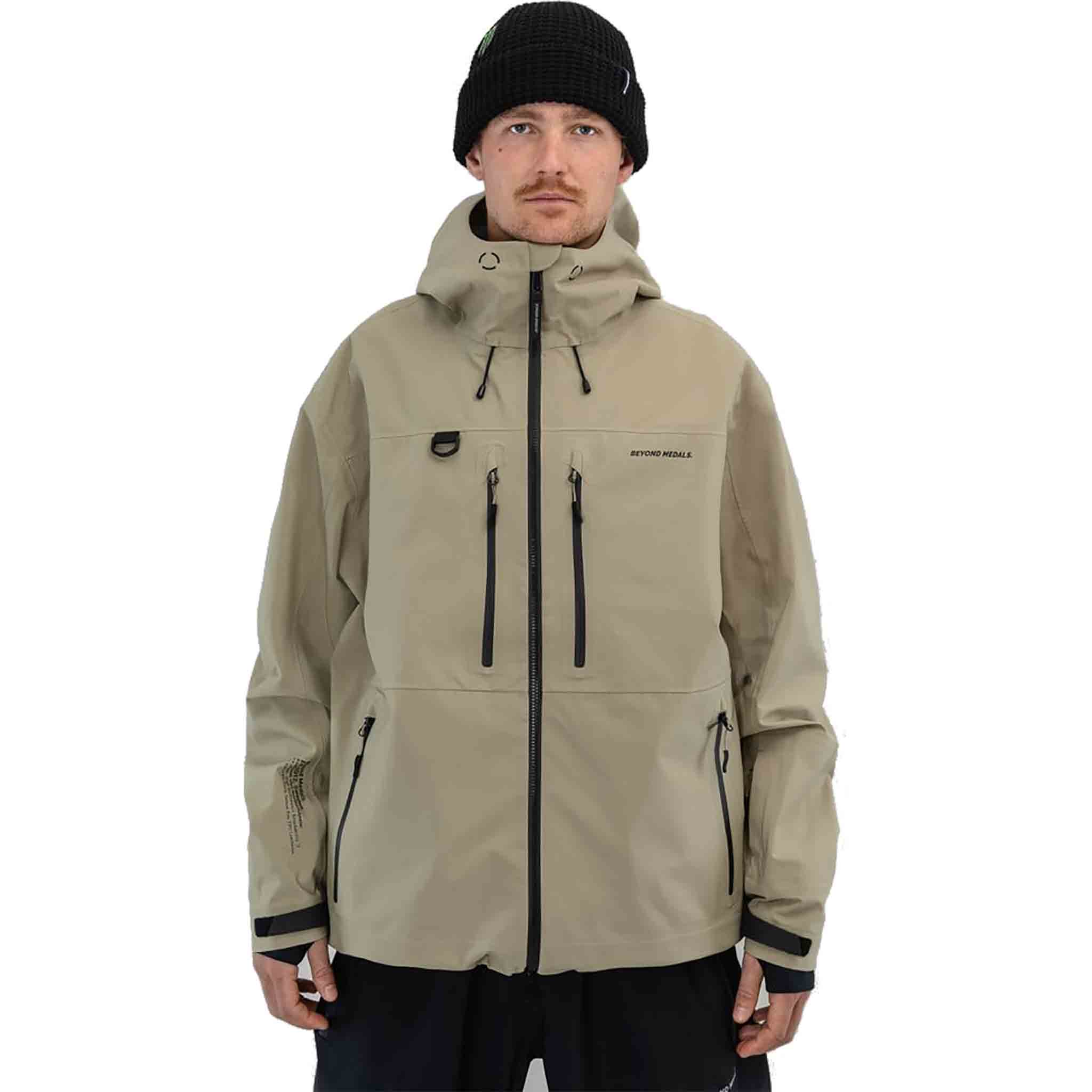 Beyond Medals Pro Tech Jacket 3L Beige Mens Snowboard Coat