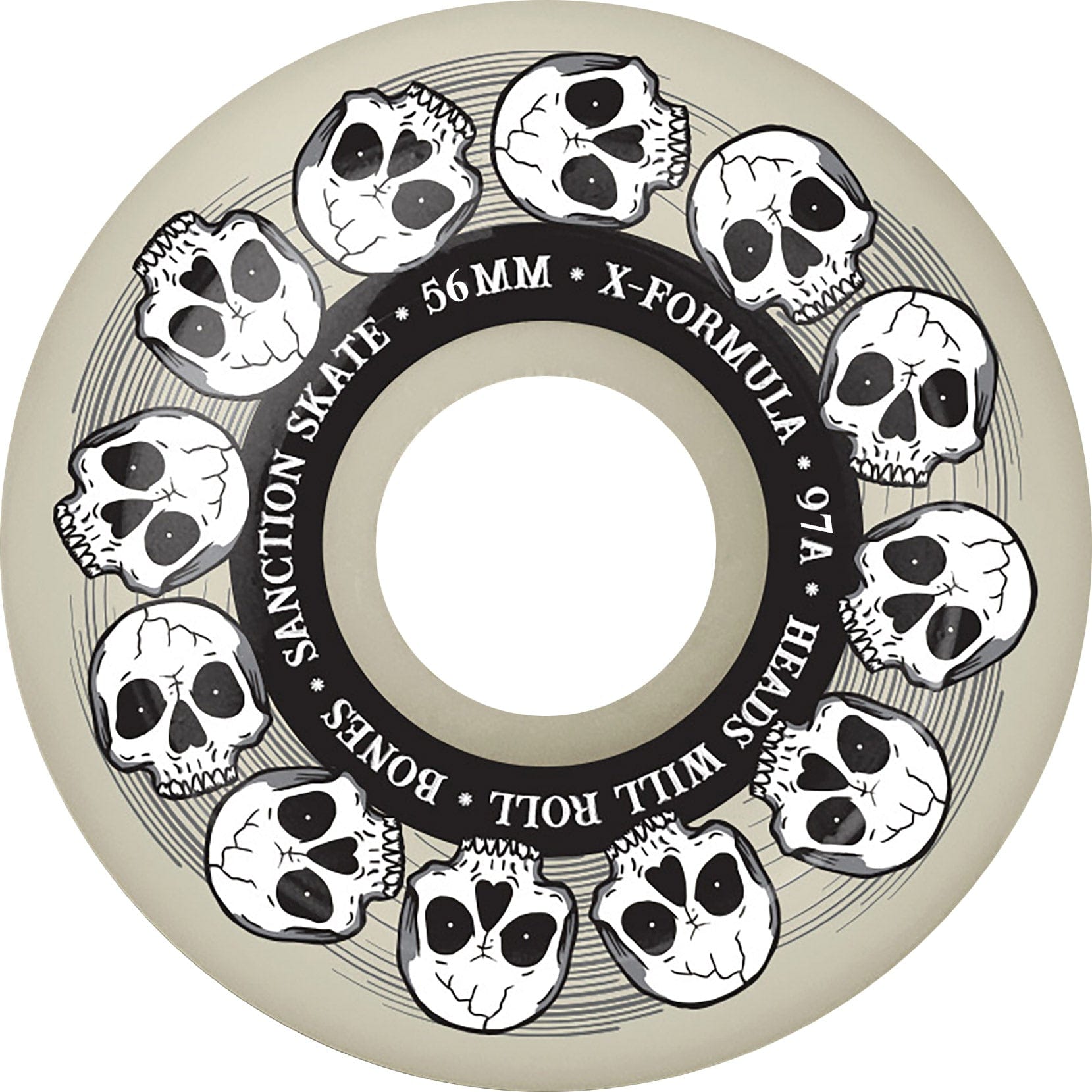 Bones x Sanction X-Formula Heads Will Roll V6 Widecuts 97a 56mm Wheels Natural Skateboard Wheels