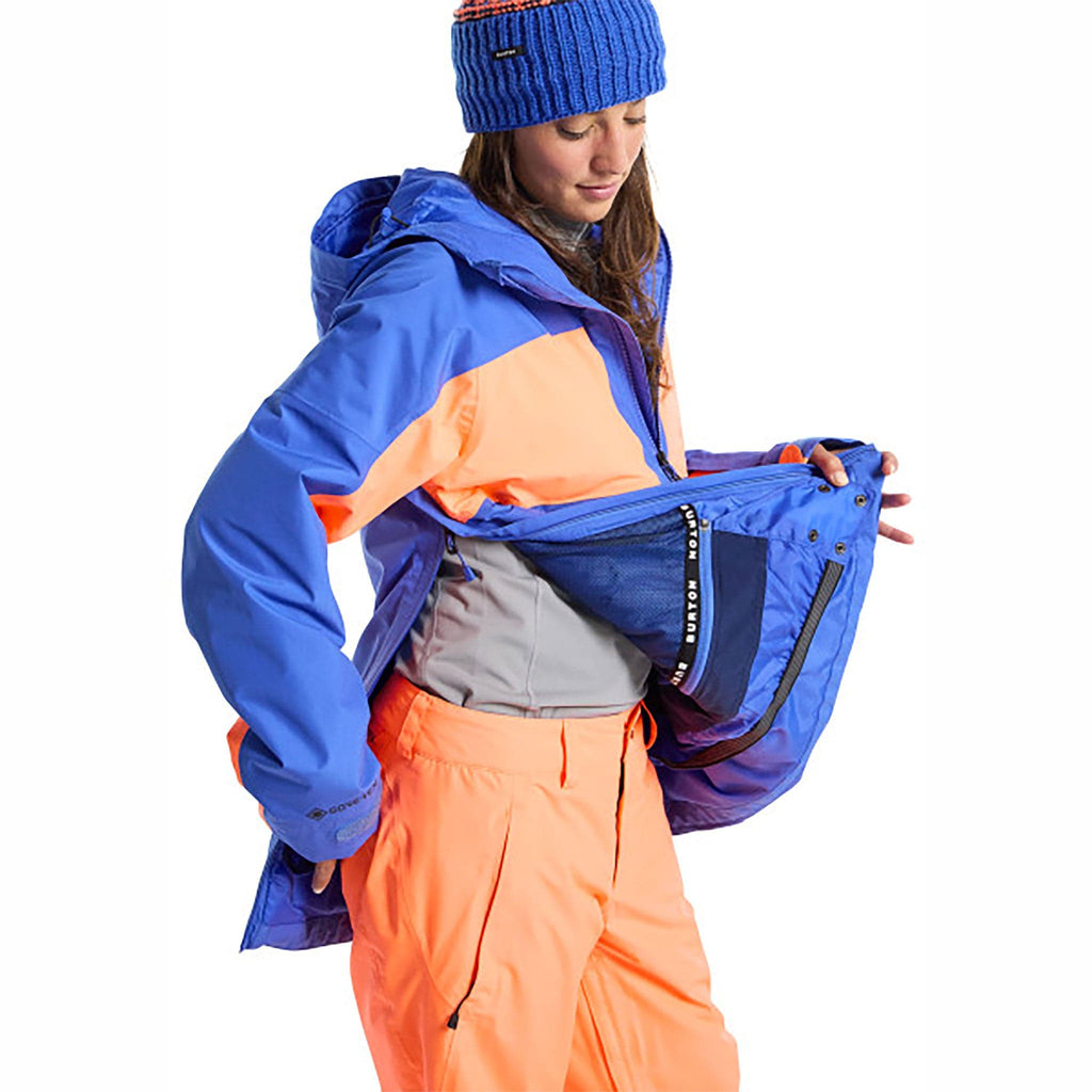 Burton Women's Pillowline GORE-TEX 2L Anorak Jacket Amparo Blue Tetra Orange Womens Snowboard Jacket
