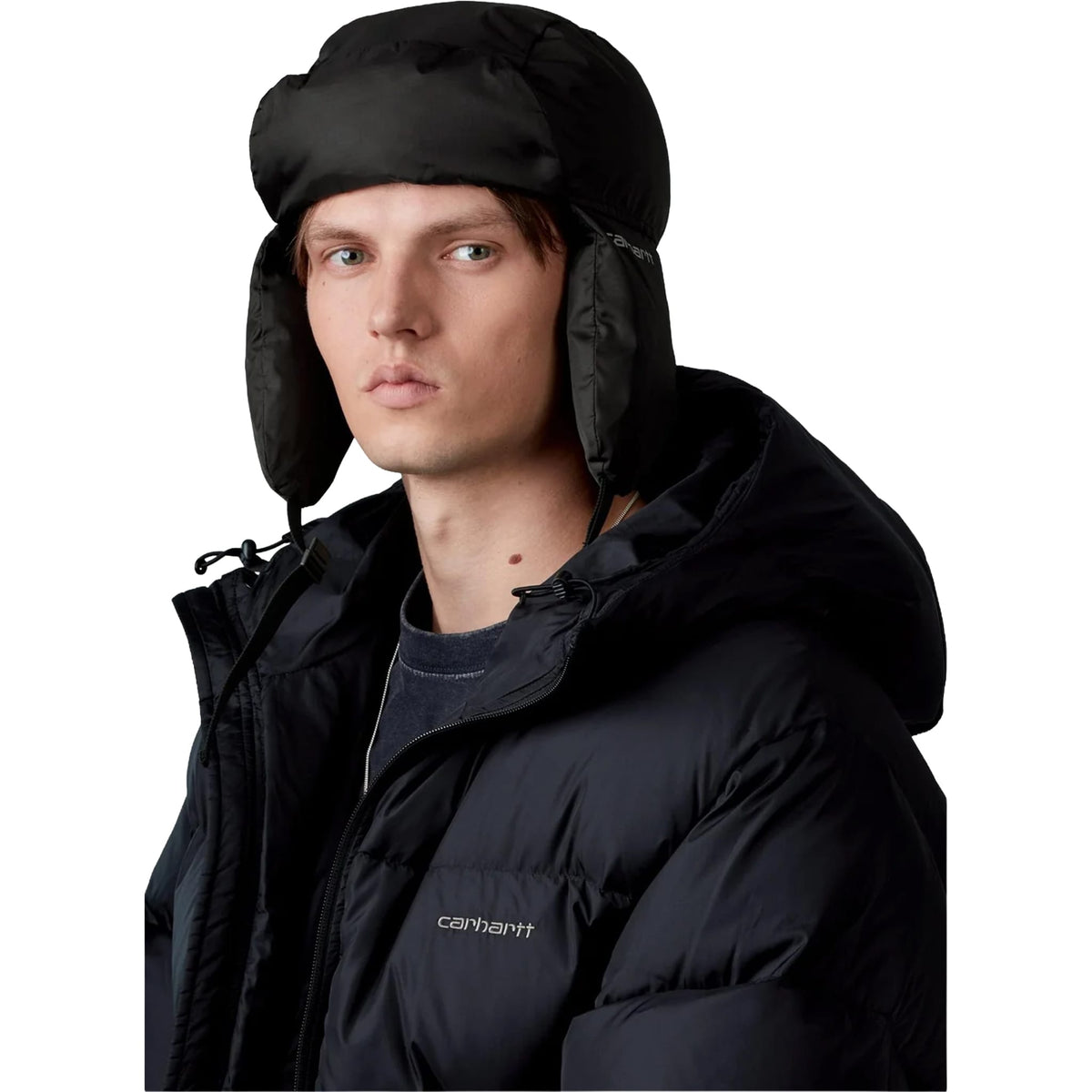 Carhartt WIP Ardon Ear Guard Cap Black Shady Grey Hats