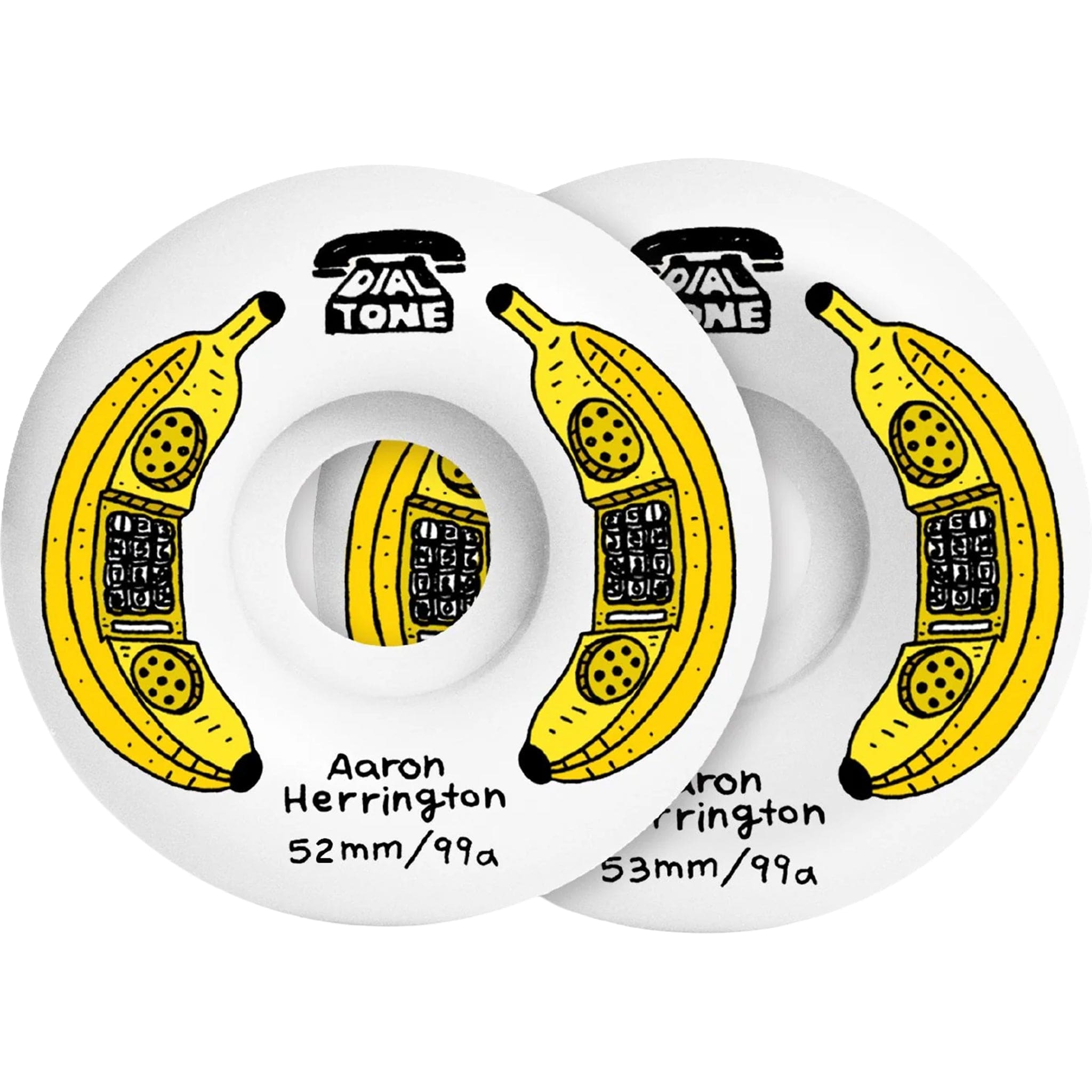 Dial Tone Herrington Banana Phone Conical Cut Skateboard Wheels 99a 52mm Skateboard Wheels