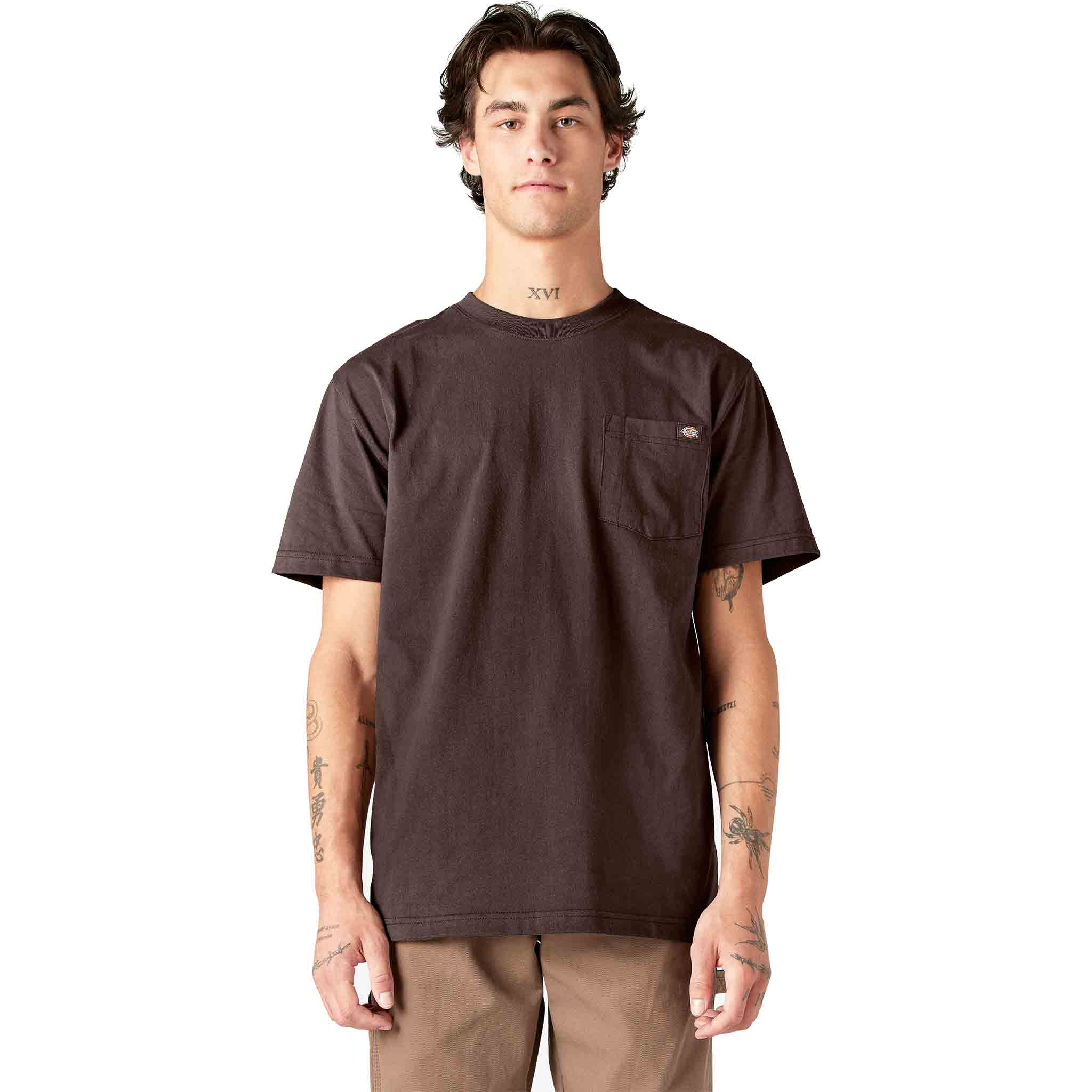 Dickies Heaveyweight Short Sleeve Pocket Tee Brown T Shirt