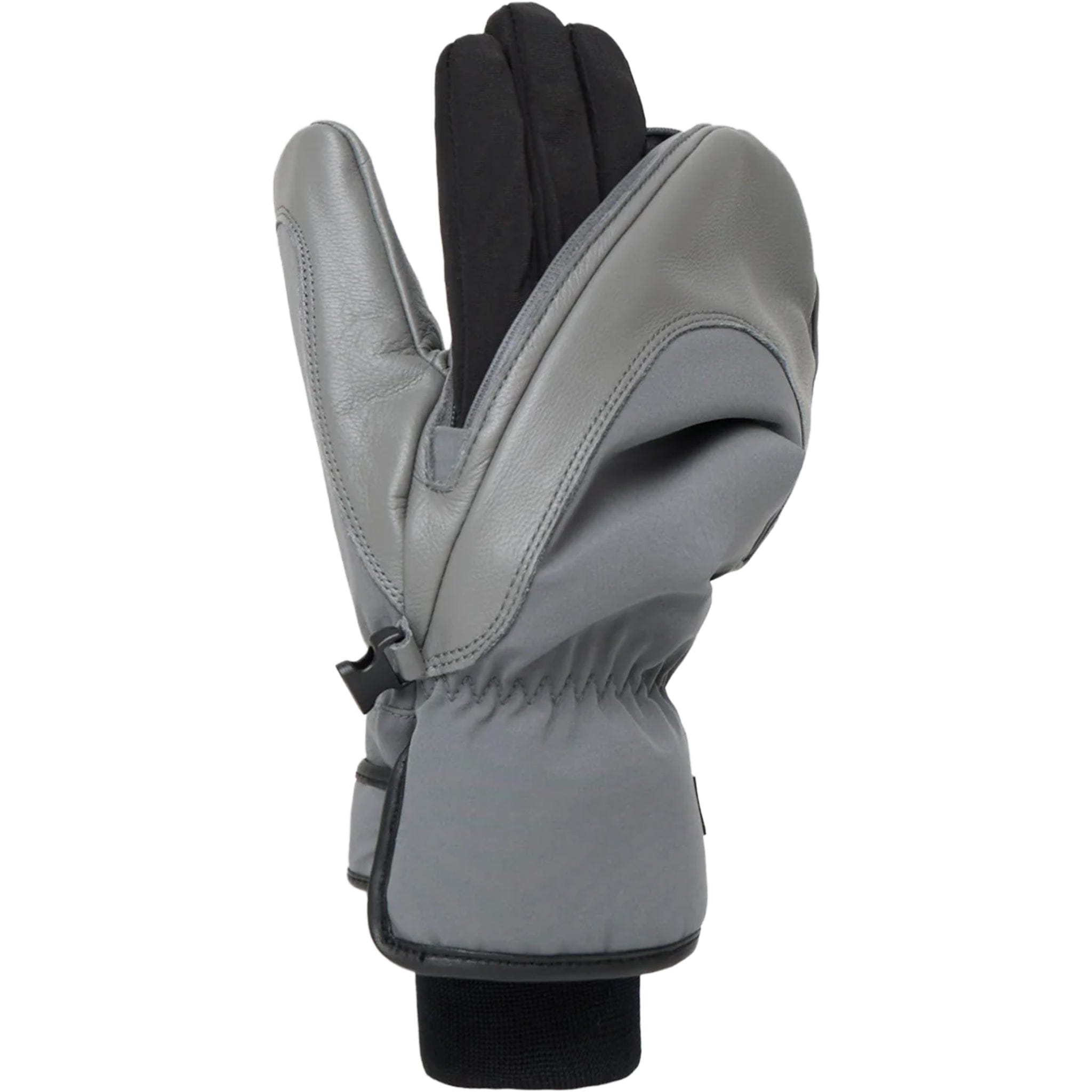 Dimito Leather 3-Way Open Mitten Cool Grey Gloves & Mitts