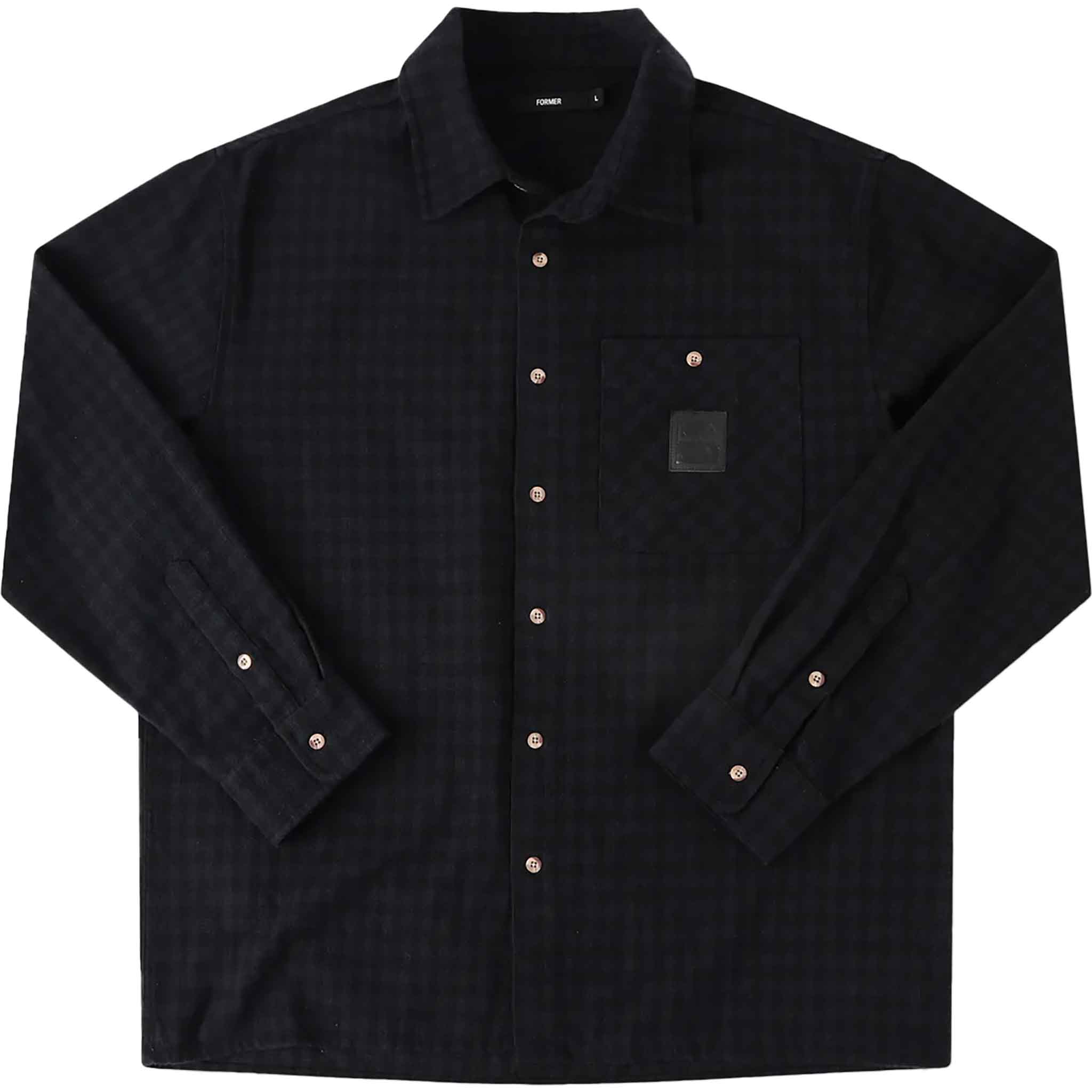 Former Crux Flatline Flannel Shirt Black Button Up