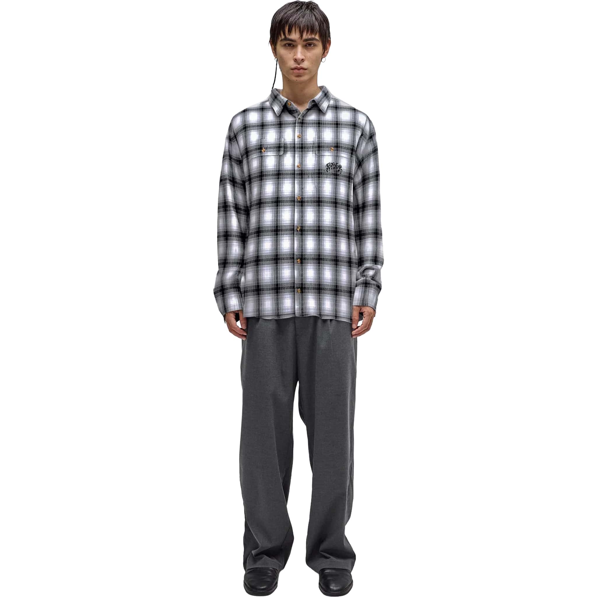 Former Vivian Flannel LS Shirt Grey Button Up