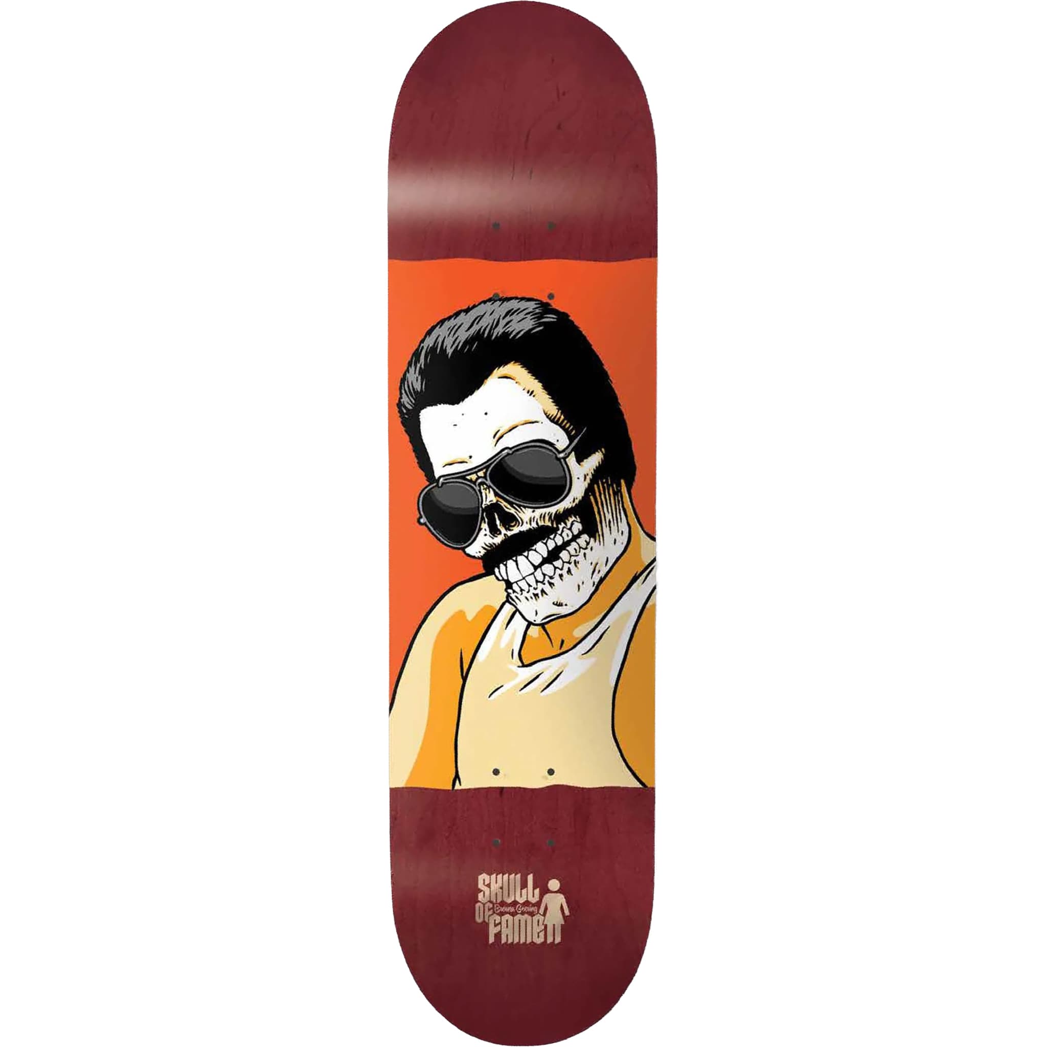 Girl Geering Skull Of Fame Skateboard Deck 8" Skateboard