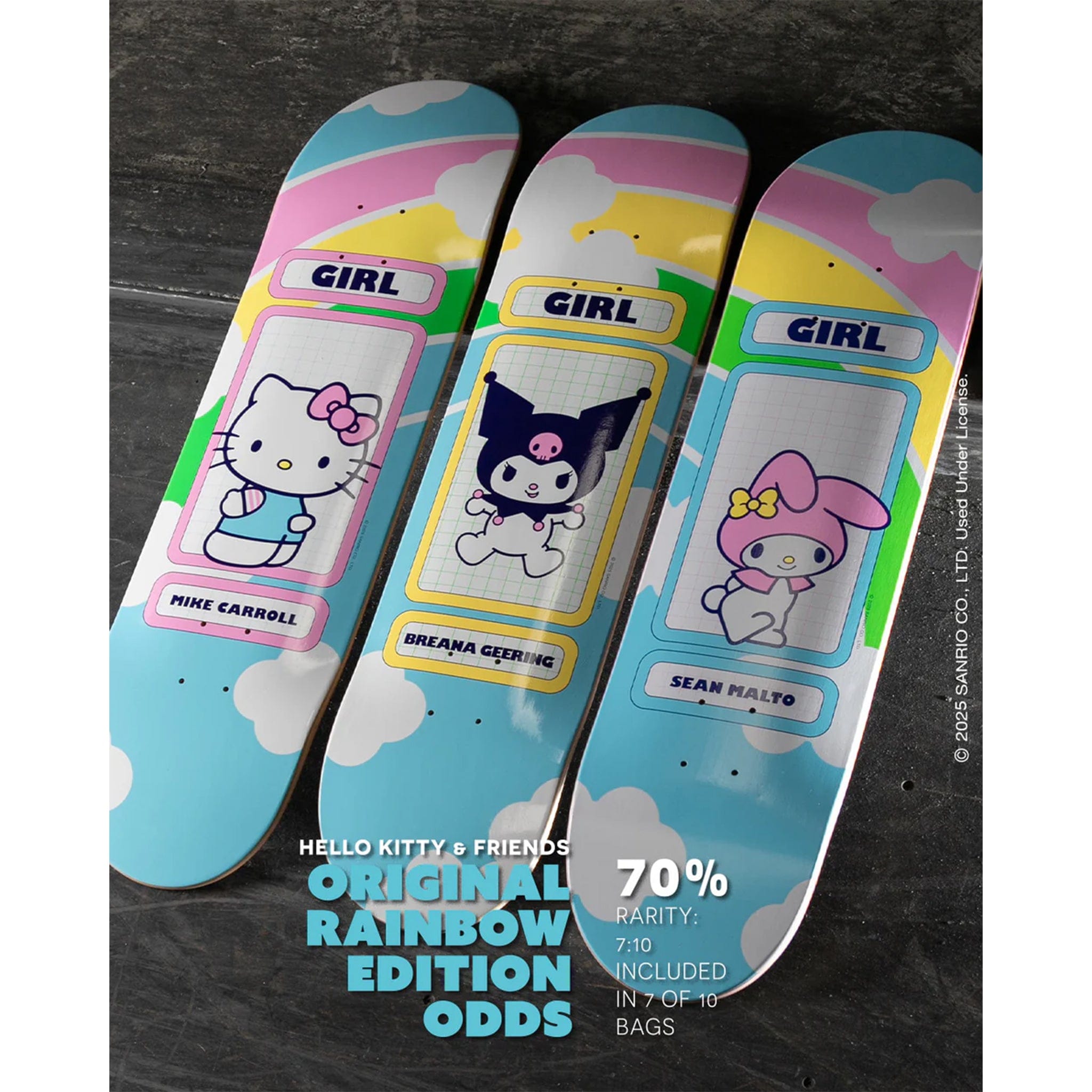 Girl X Hello Kitty & Friends Carroll Rainbow Blind Bag Skateboard Deck 8.5" Skateboard