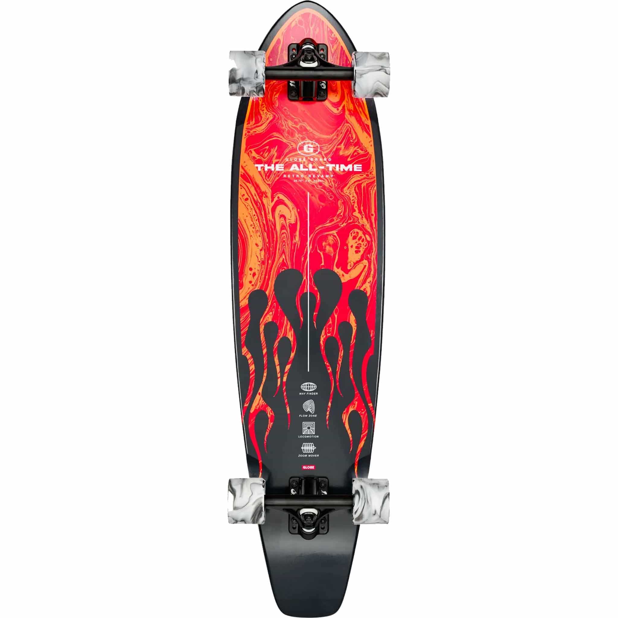 Globe All Time Red Flames 35" Complete Longboard Complete