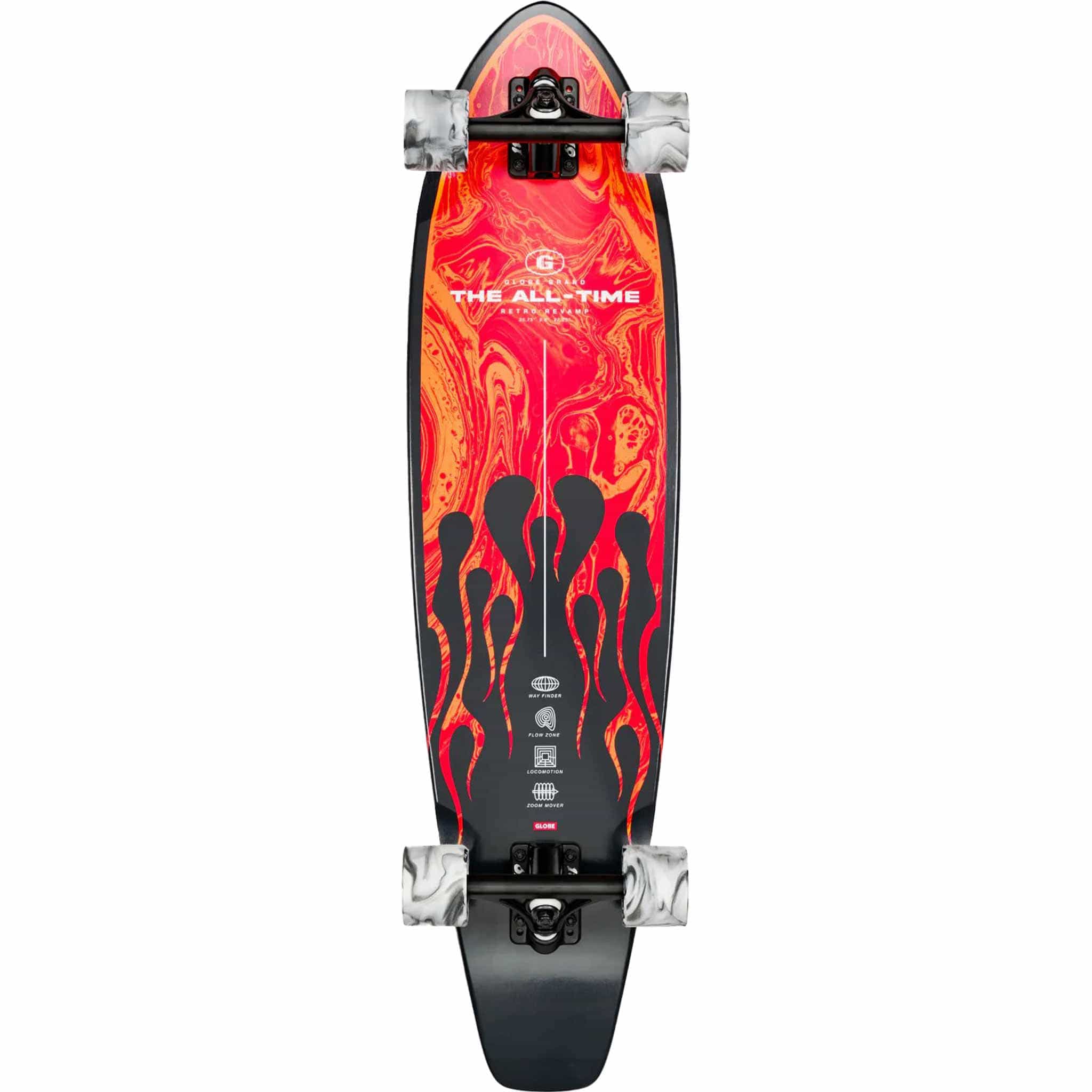 Globe The All Time Red Flames 35" Longboard Complete Longboard Complete