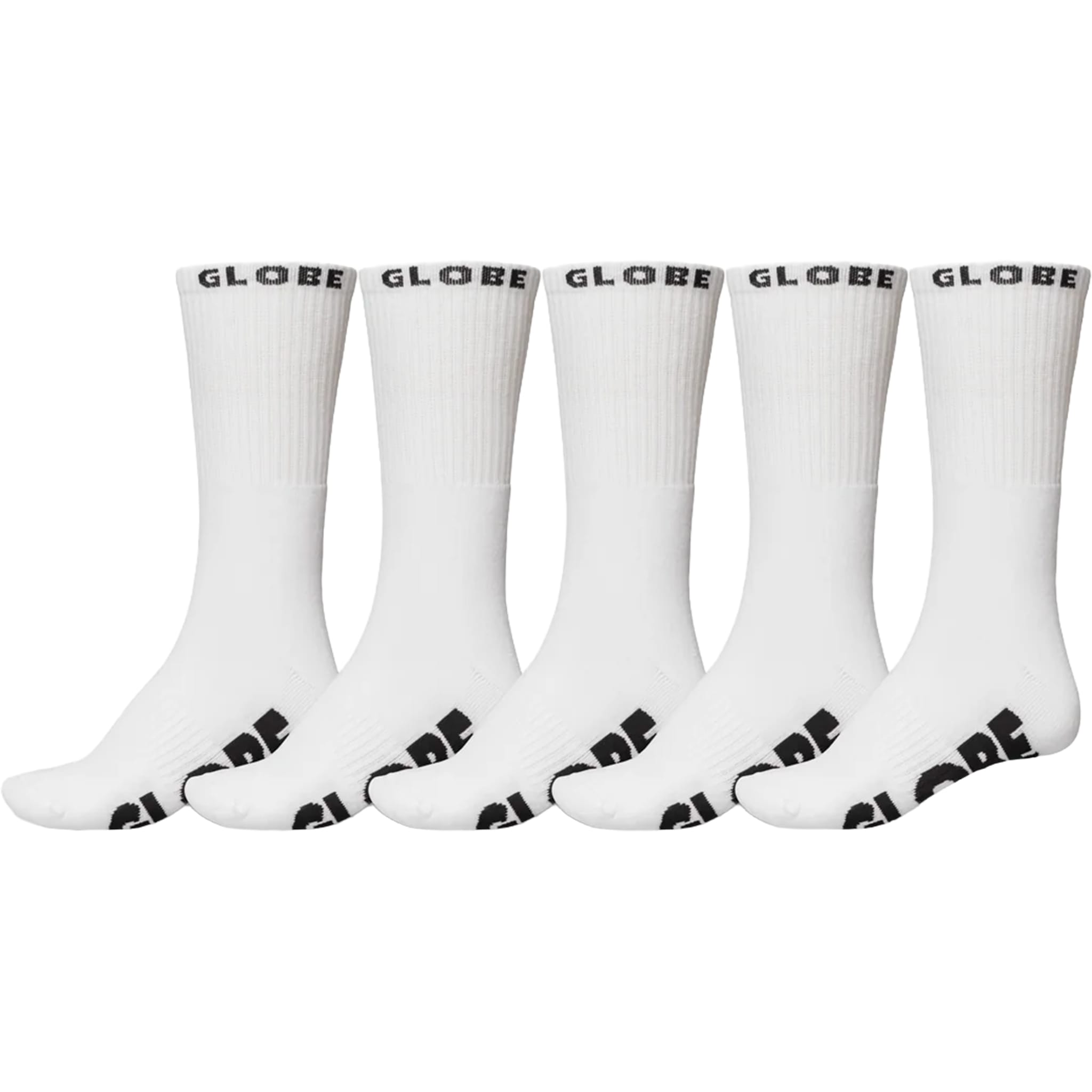 Globe Whiteout Crew Sock 5-Pack White Socks