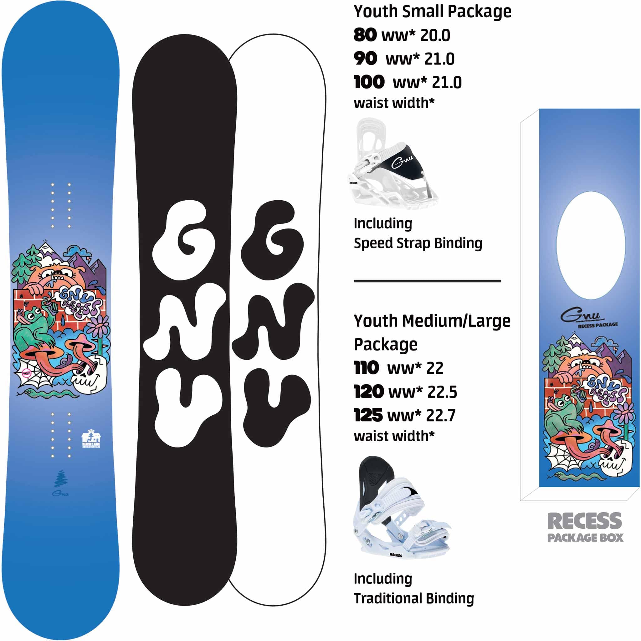 GNU Youth Recess Snowboard Package 2026 Snowboard