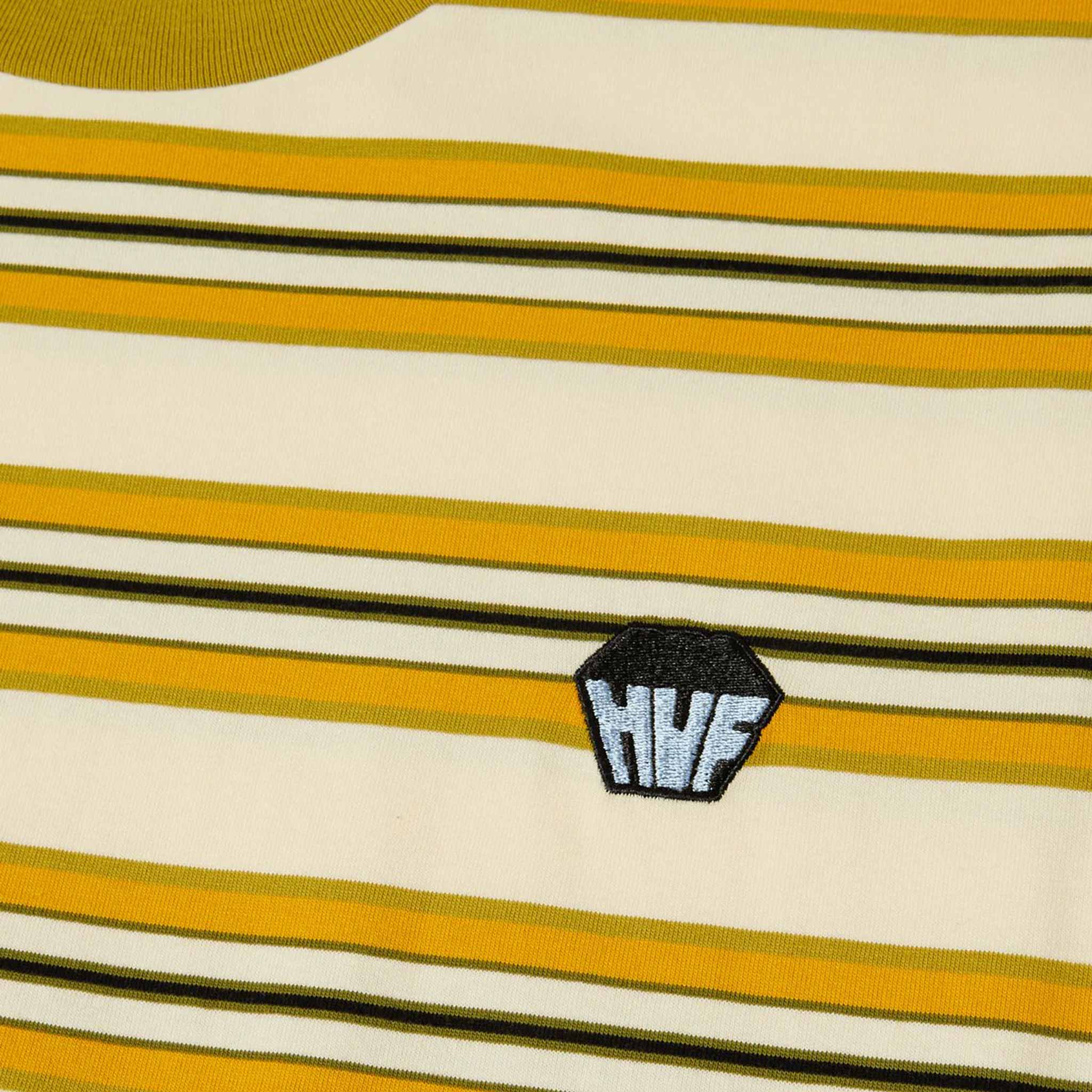 Huf Big Block Stripe Boxy Top Pale Yellow T Shirt
