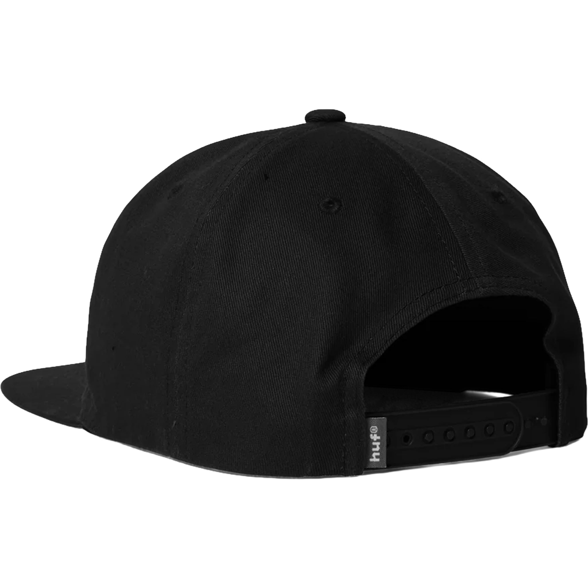 Huf Box Logo Snapback Hat Black Black Hats