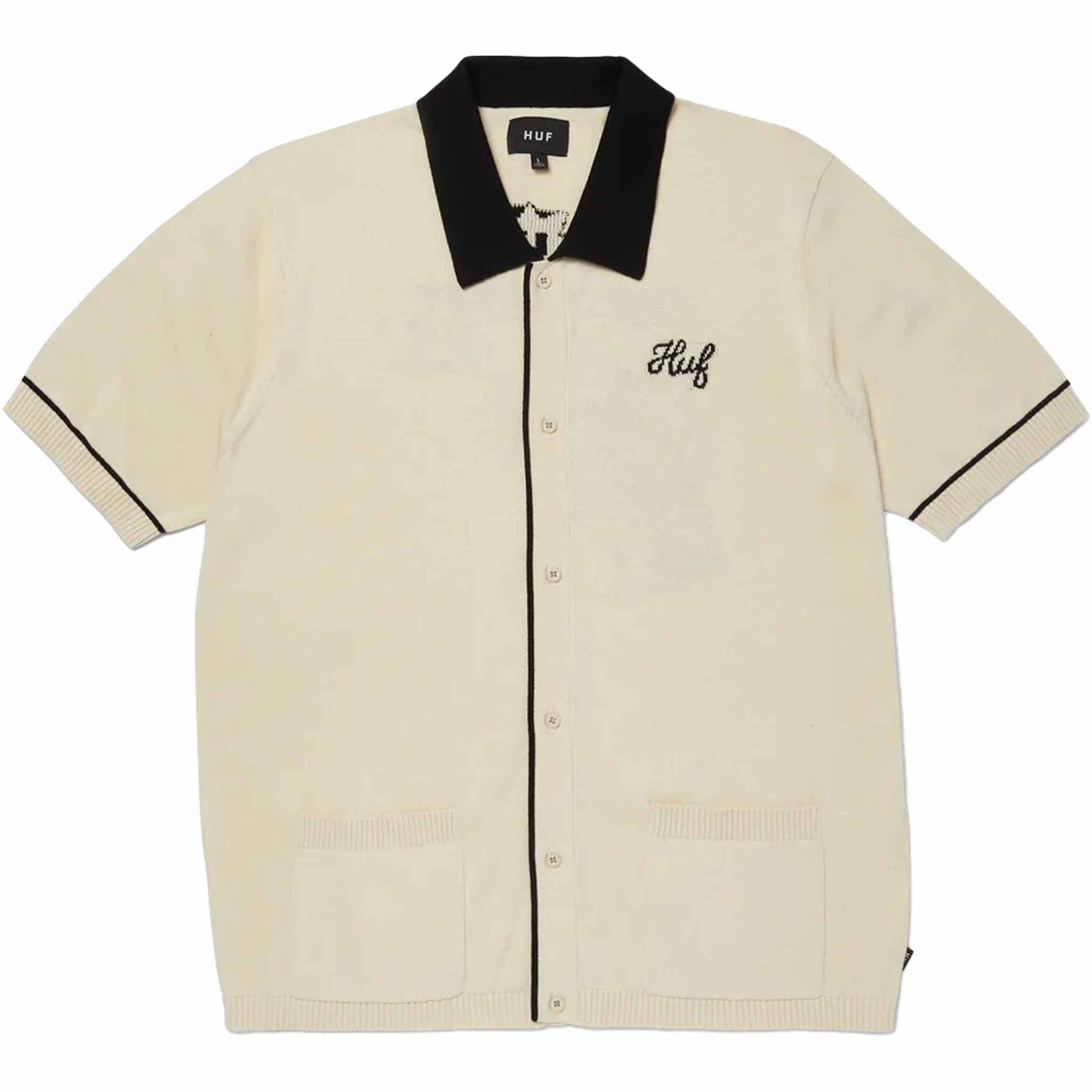Huf Icarus Knit Button Up Top Natural Button Up