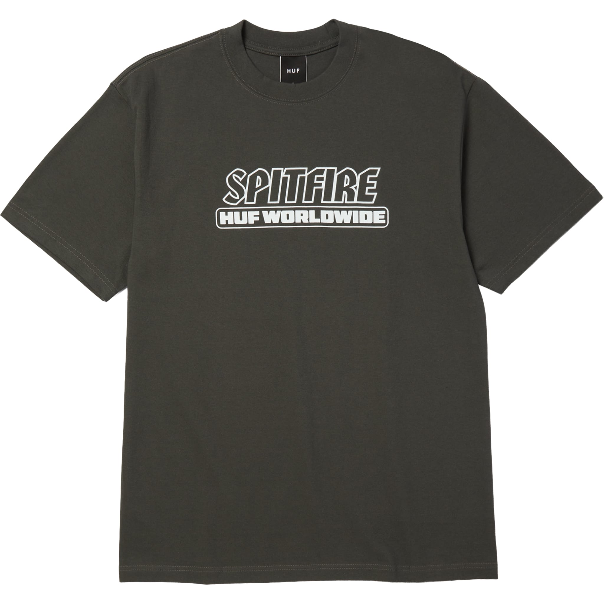 Huf x Spitfire Burn Heavyweight T-Shirt Washed Black T Shirt