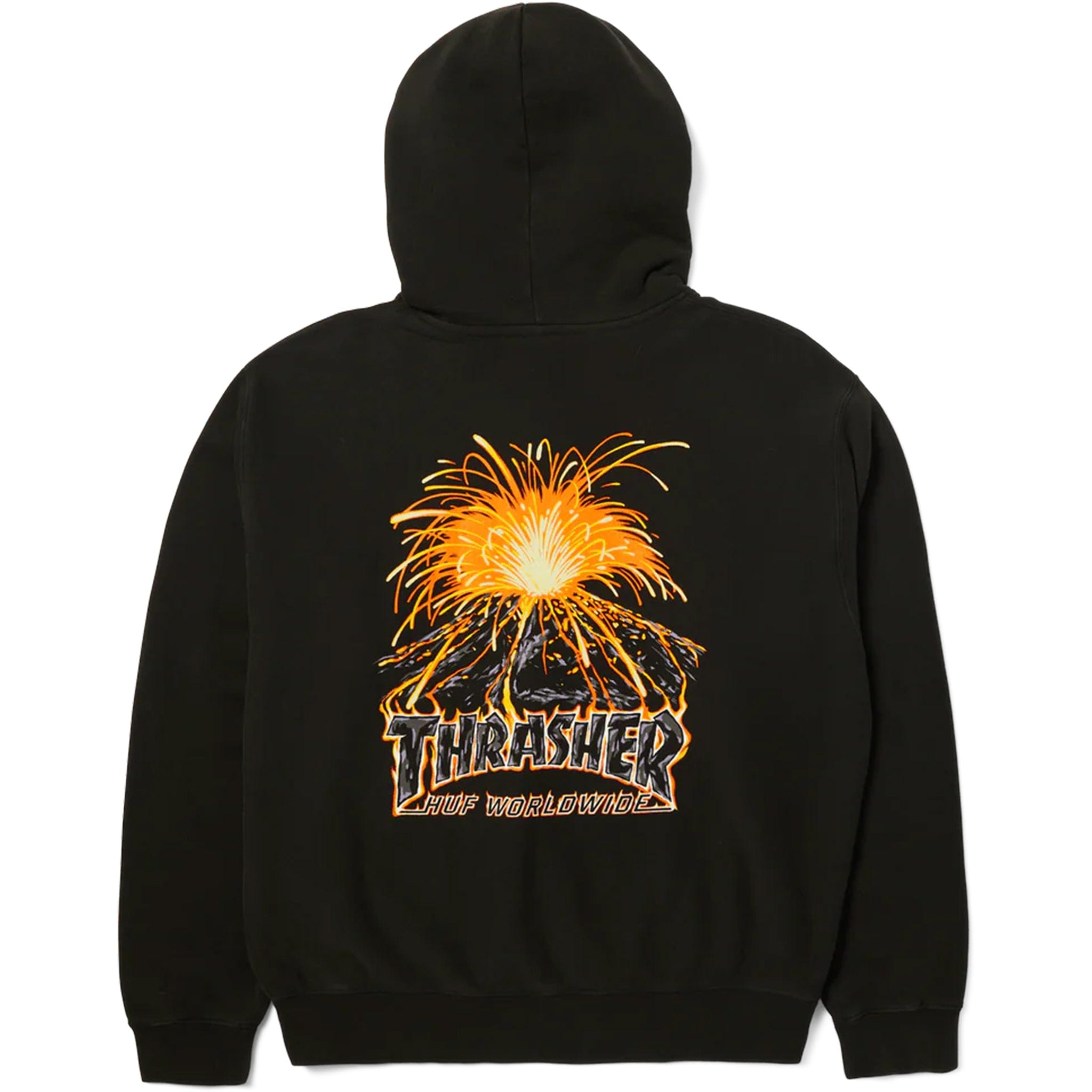 Huf X Thrasher Meltdown Heavyweight Hoodie Washed Black Sweatshirts