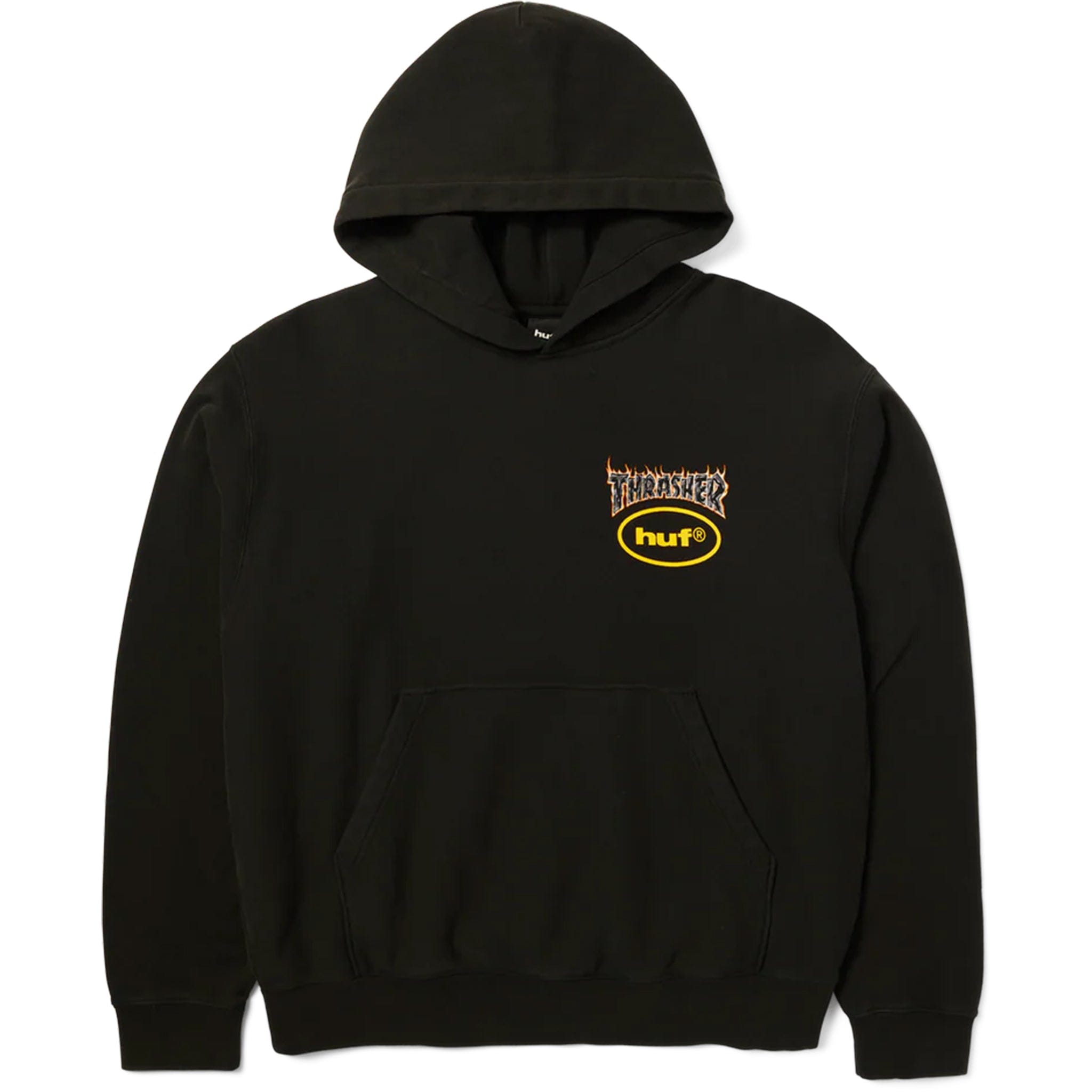 Huf X Thrasher Meltdown Heavyweight Hoodie Washed Black Sweatshirts