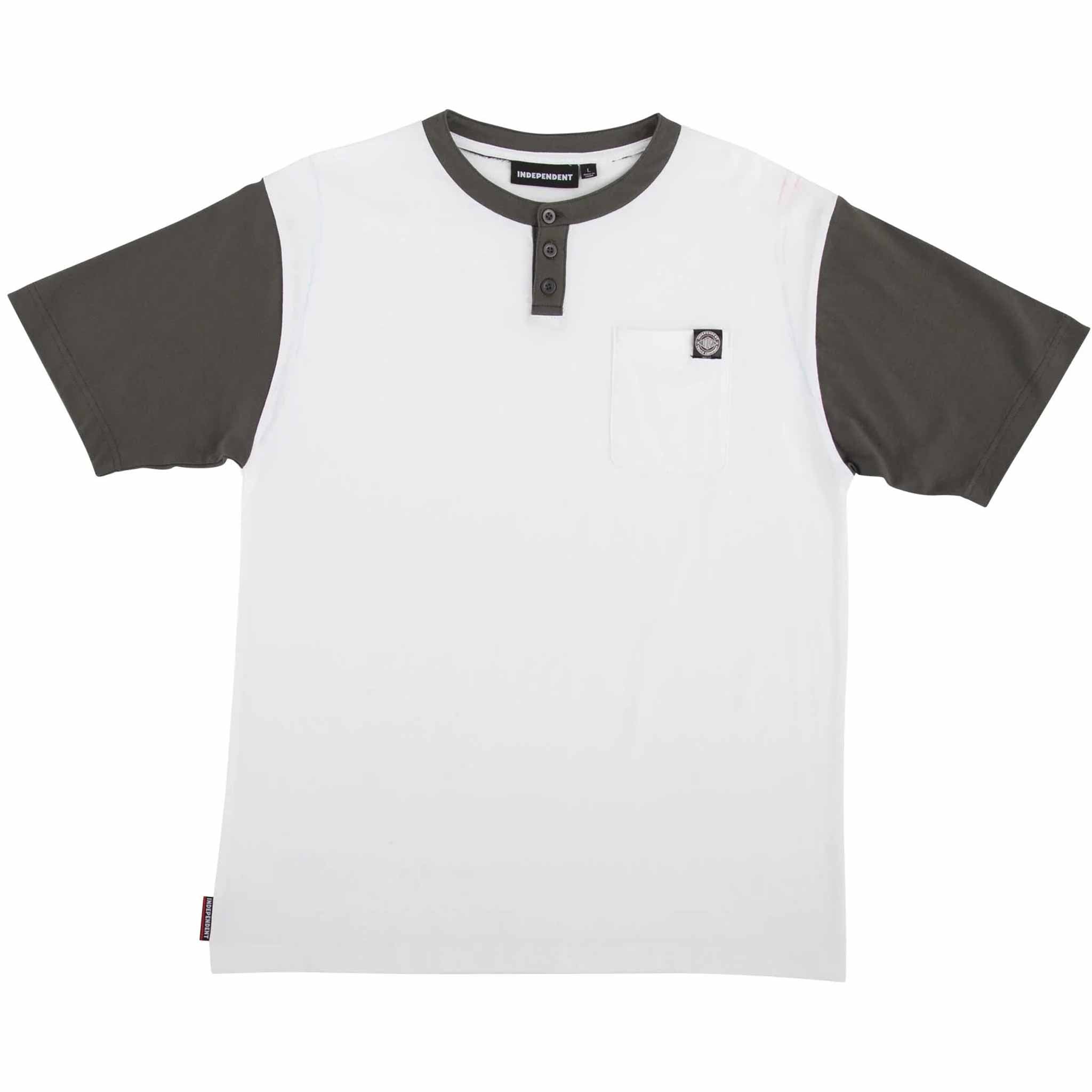 Independent Henley BTG Label Tee White Charcoal T Shirt