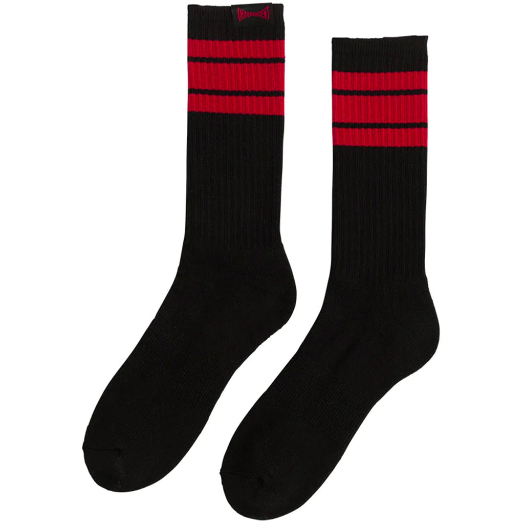 Independent Span Crew Socks Black Red Socks