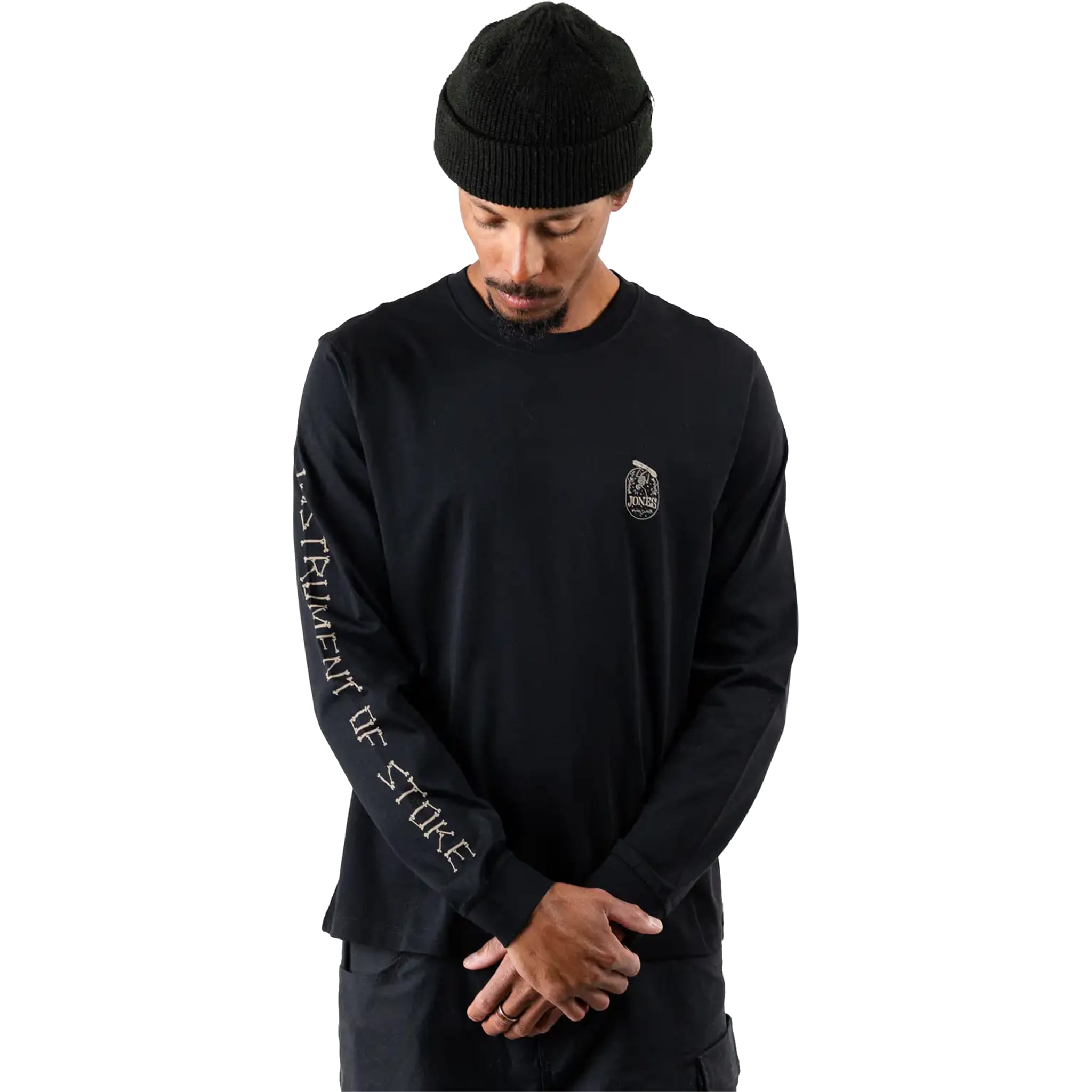 Jones Graphic Organic Cotton Long Sleeve Stealth Black T Shirt