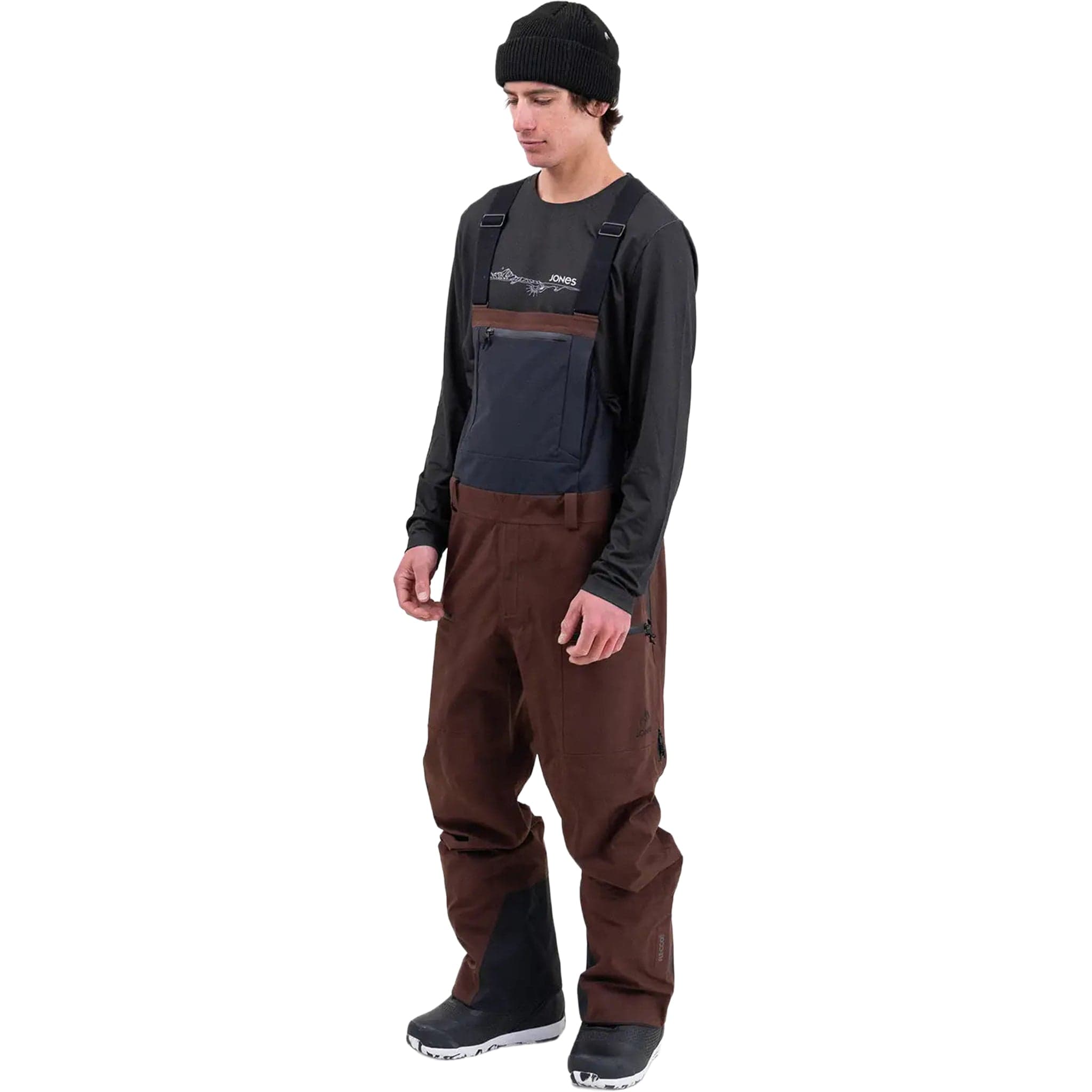 Jones Men's Shralpinist Stretch Recycled 3L Bibs Coffee Brown Mens Snowboard Pants
