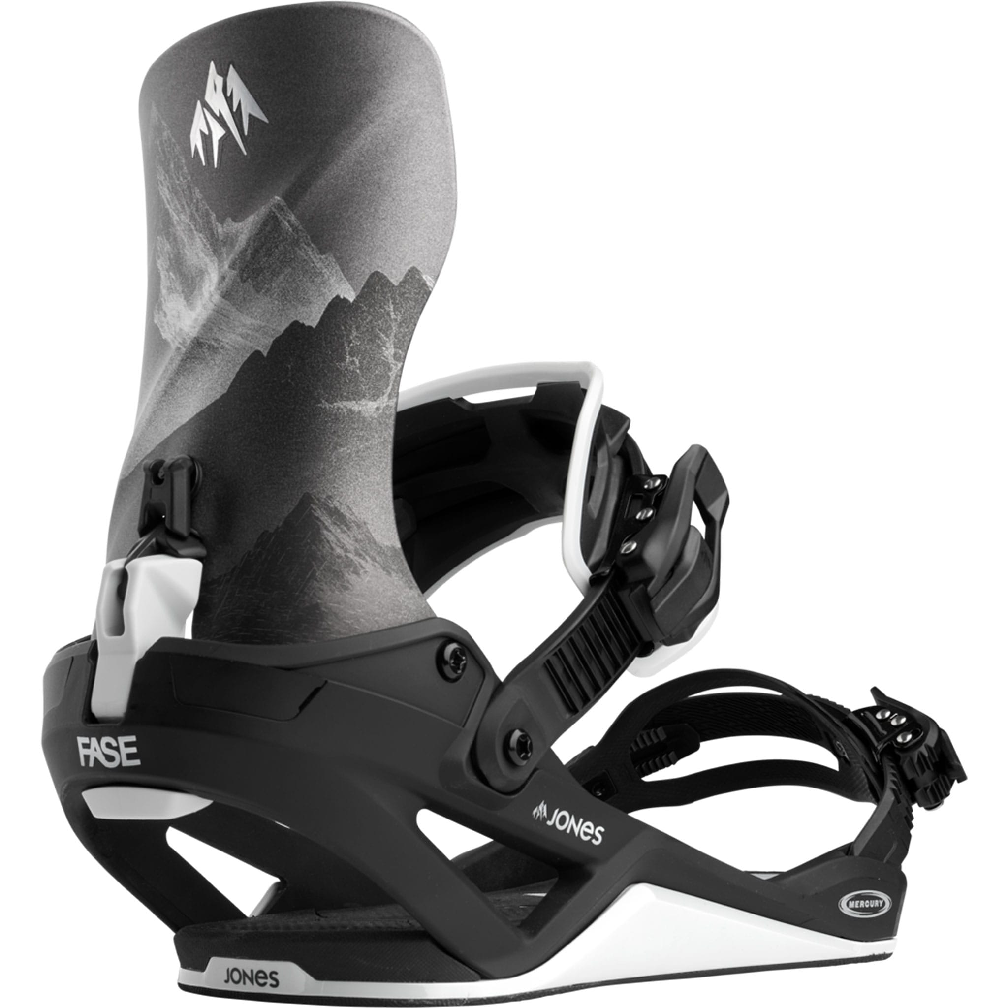 Jones Mercury FASE Snowboard Binding MTN Black Silver 2027 Mens Snowboard Bindings
