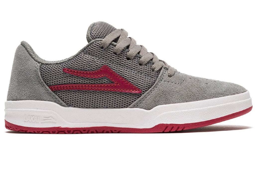 Lakai Brighton Kids Grey Red Suede Kids Shoes