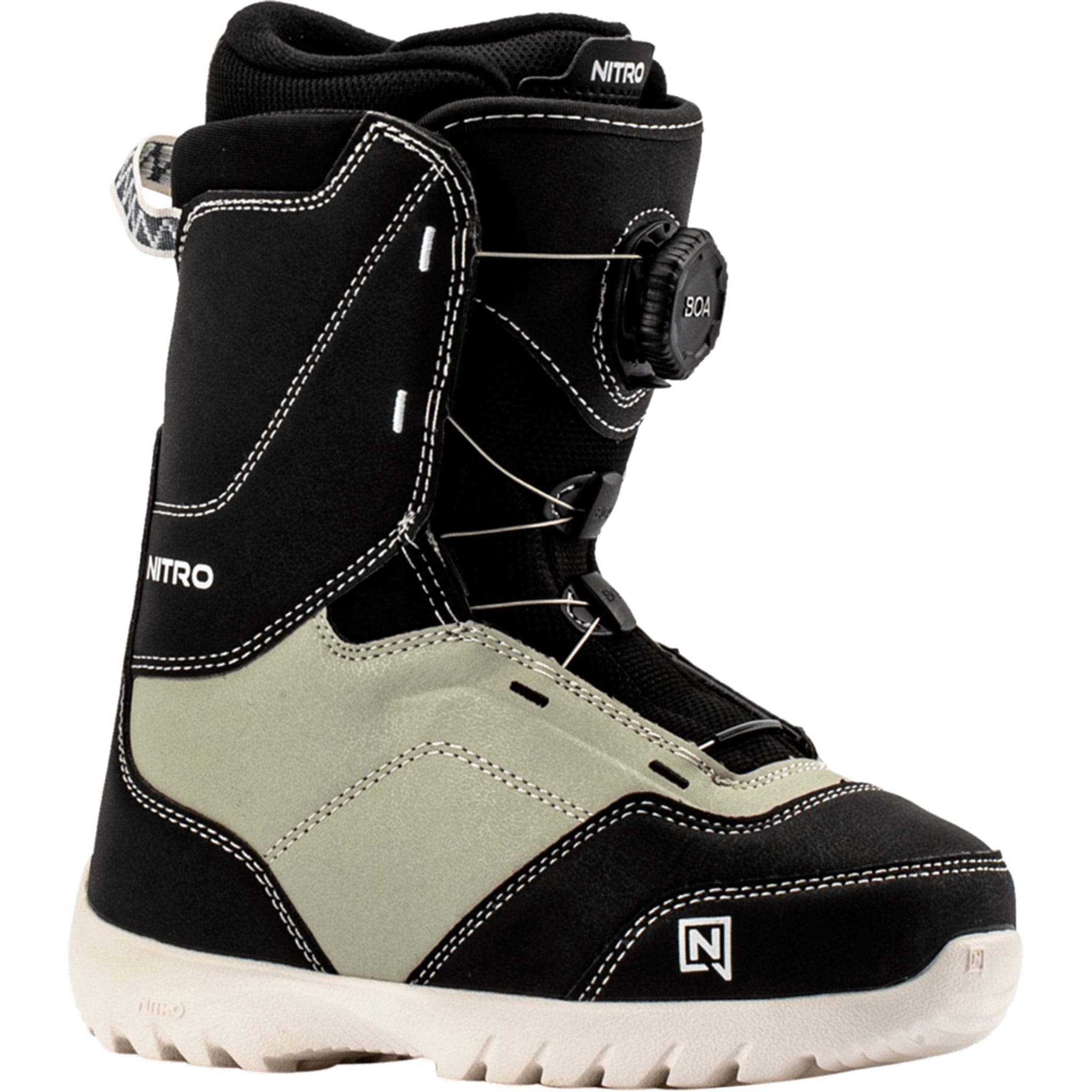 Nitro Youth Droid Boa Snowboard Boots Black Sand 2027 Kids Snowboard Boots