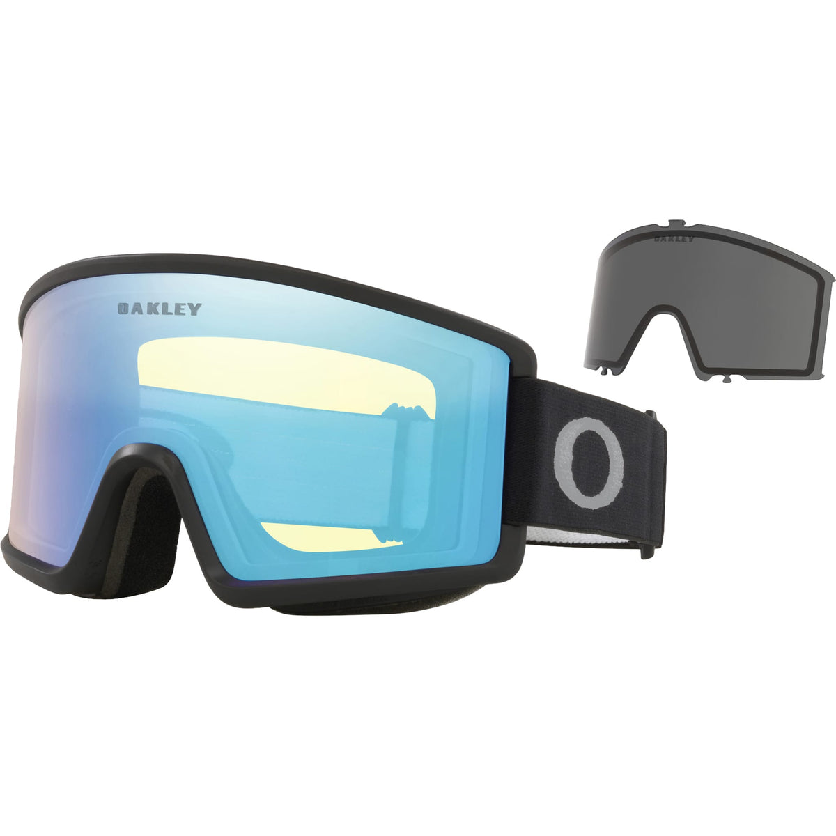 Oakley Target Line L Snow Goggles Matte Black Hi Yellow Iridium Lens & Dark Grey Lens 2027 Goggles