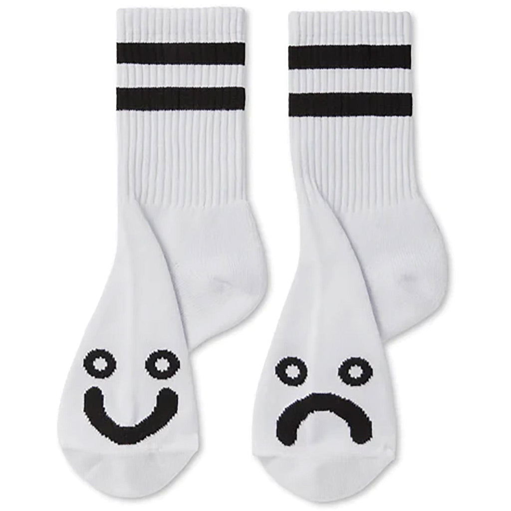 Polar Happy Sad Rib Socks White Socks